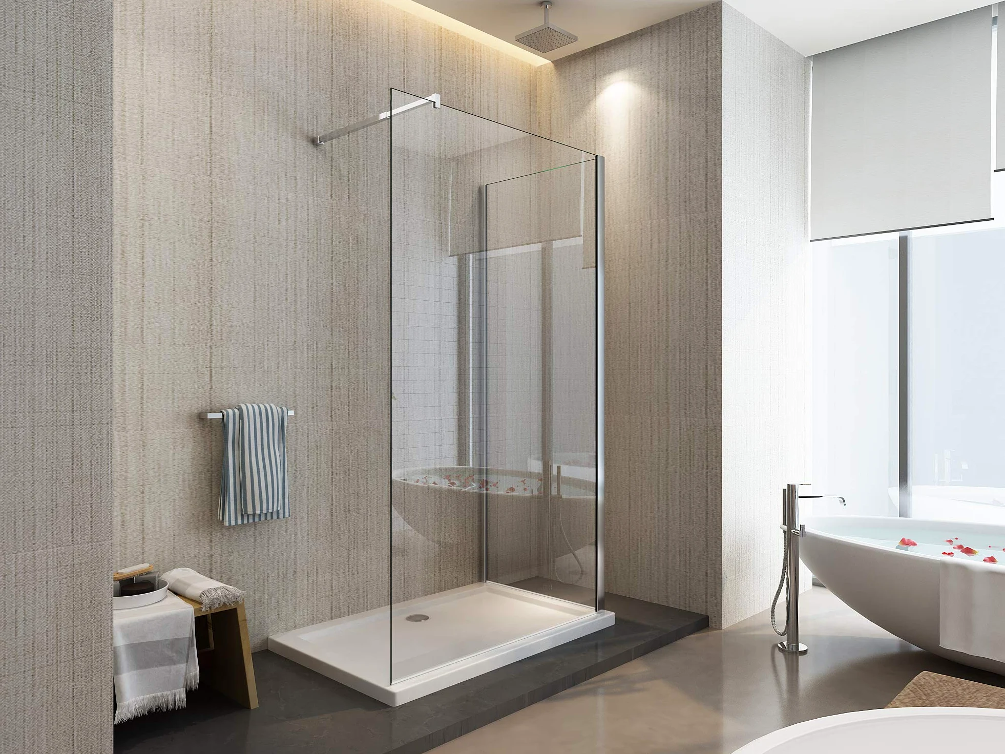 Parete doccia Walk-in Angolare Doppio Vetro 8 mm Reversibile (68-70 x 98,5-100,5 H 200 cm)