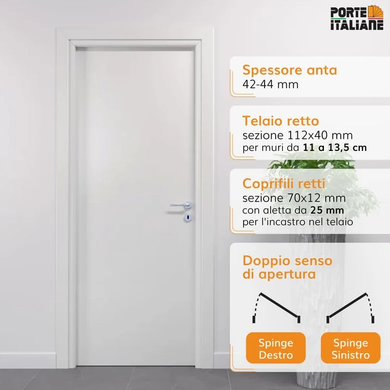 Porte interne Noce Nazionale - compreso telaio e mostrine (80x210 Sinistra)