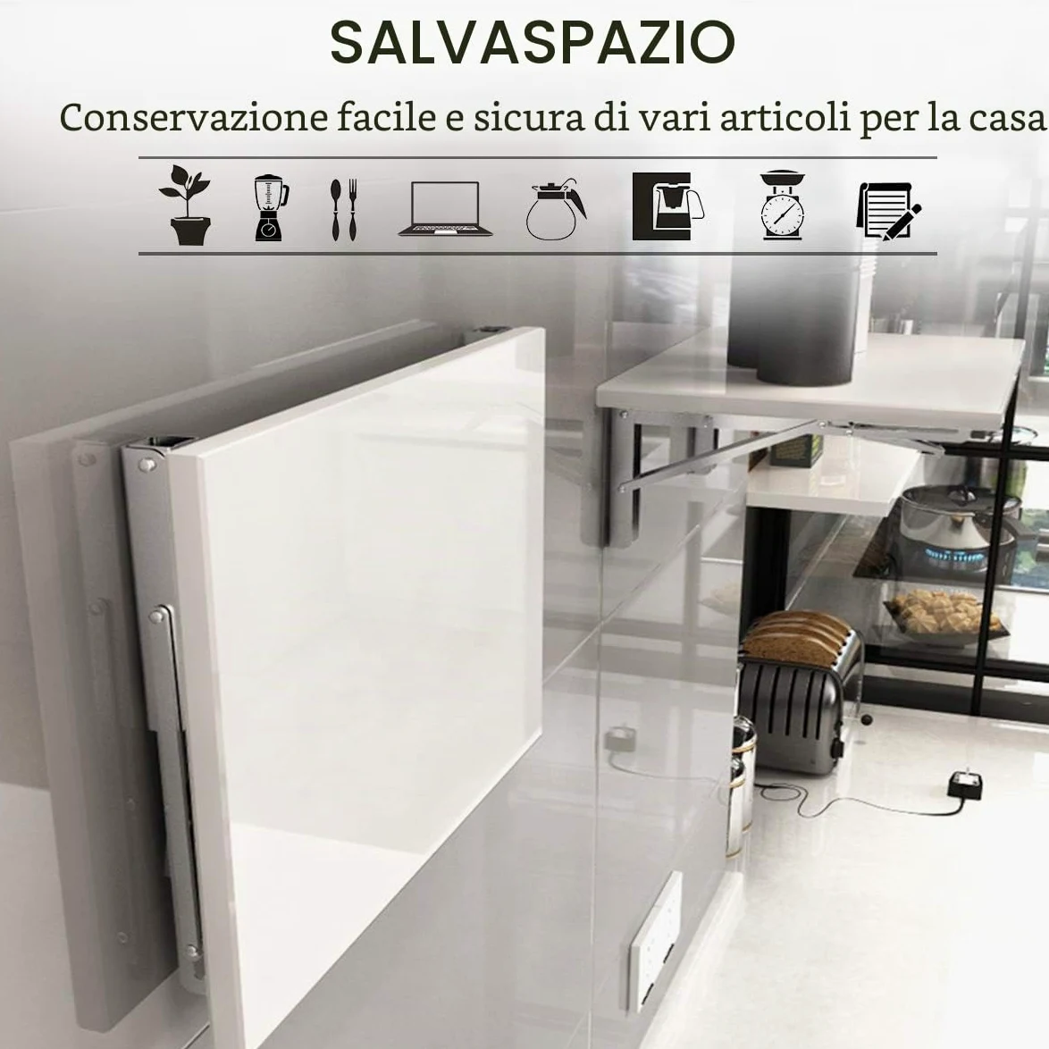 YUMORE Staffe Pieghevoli per Mensole 400mm,YUMORE Reggimensola Pieghevole Inox Supporti per Mensole Pesanti Tavolo da Parete Salvaspazio fai-da-te Staffe Triangolari, Carico Massimo 150kg, [2 Pezzi]
