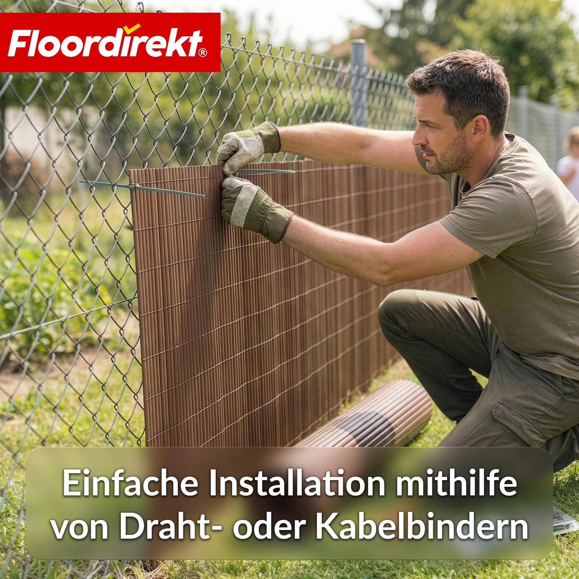Floordirekt | Recinzione in PVC, paravento per privacy da giardino, piscine, balcone, terrazza, decorativo in PVC, resistente ai raggi UV, intemperie, antivento, 200 x 300 cm - Marrone