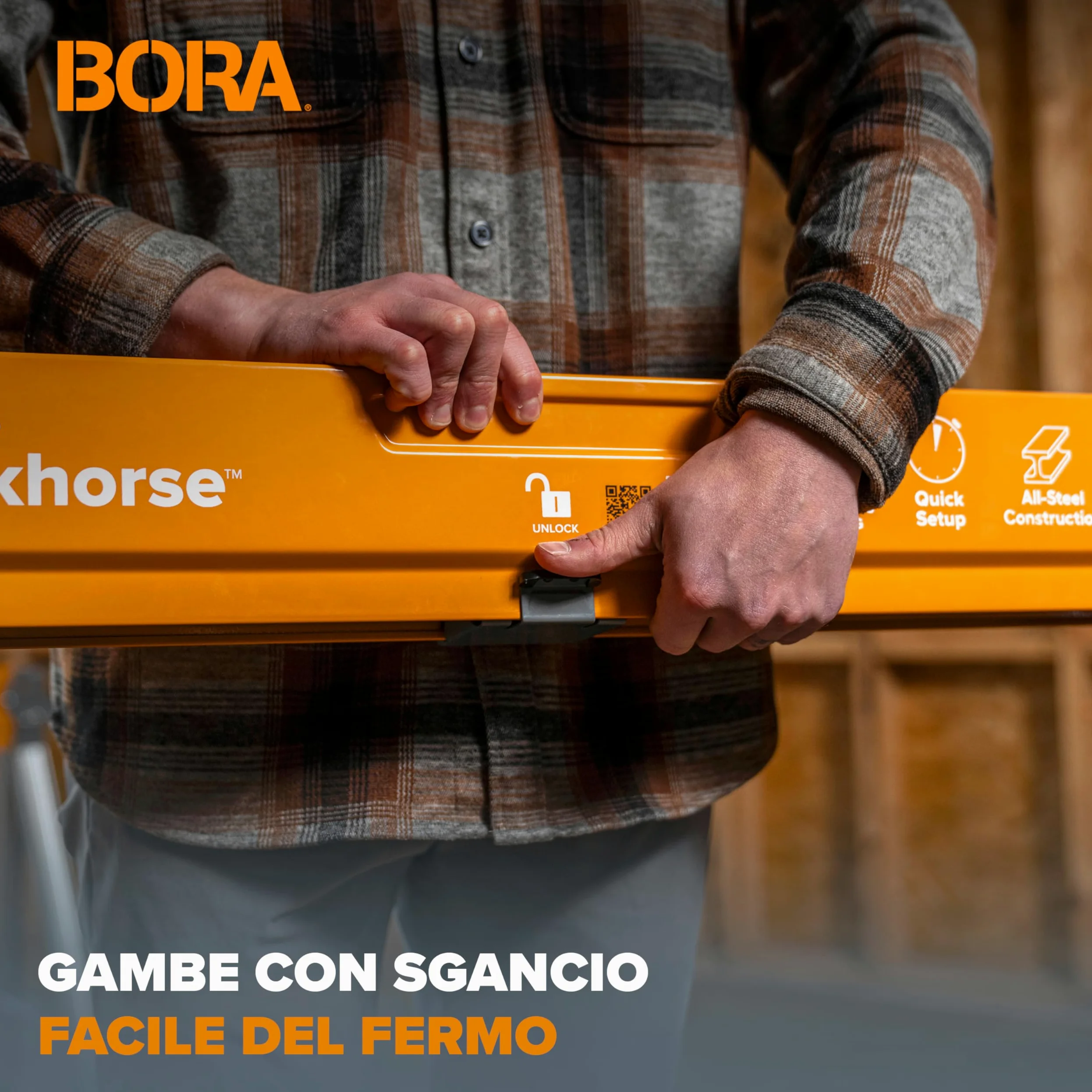 BORA Workhorse PM-3350T – Coppia Cavalletti da Lavoro Pieghevoli in Acciaio, 612 kg per Cavalletto, Uso Professionale