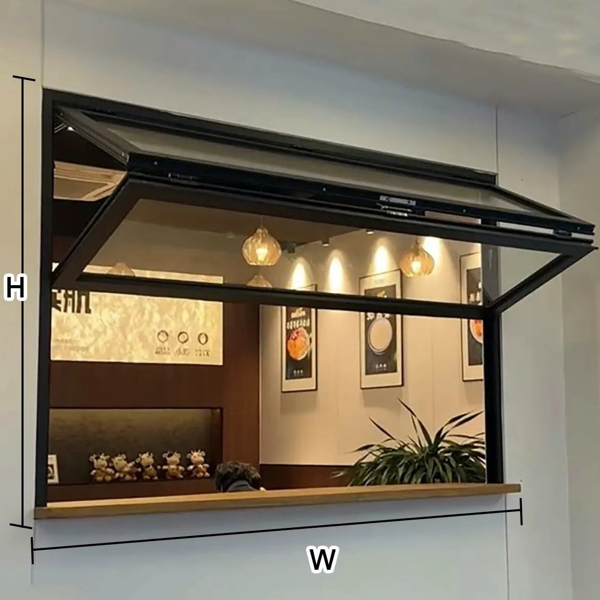 Finestre Pieghevoli Food Truck, Finestra Scorrevole Vetro A Filo, Porta Per Chiosco, Doppia Ghigliottina, Finestra Verticale Ventilazione, Per Bar(WxH 105x100cm/41.3x39.4")