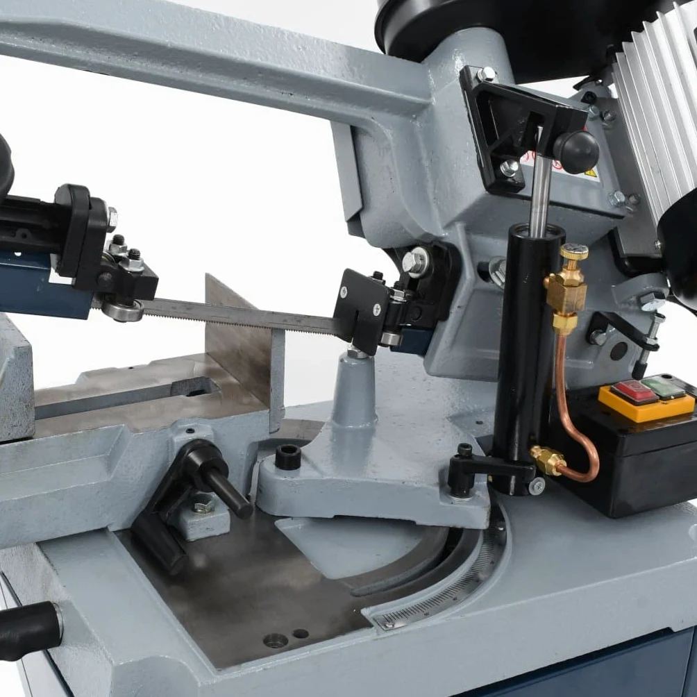 vidaXL Sega a nastro in metallo con base solida 230 V Segatrice verticale per metallo Macchina da taglio per metalli Varie velocità e angolo portatile con ruote