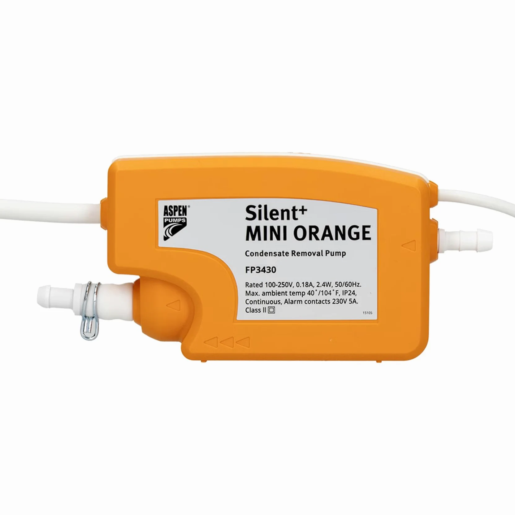 Aspen Pumps Silent+ Mini Orange FP3430, Pompa Scarico Condensa Climatizzatore, Minipompa Condensa per Split Fino a 40 kW, 35 L/h, 10 m, Silenziosa 16 dB(A), 5‭ª Generazione