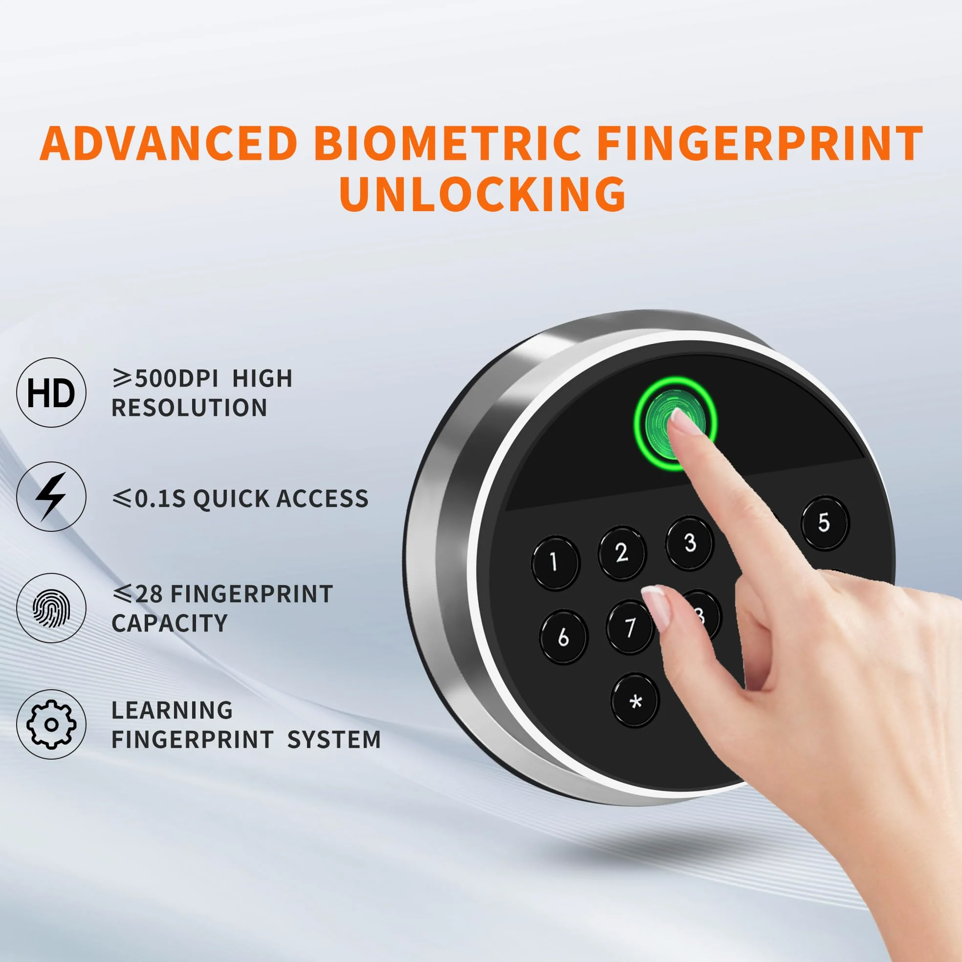 HSGCJS Cassaforte biometrica per impronte digitali con tastiera digitale completa, cassaforte di sicurezza per casa, ufficio e hotel, 1,2 metri cubi