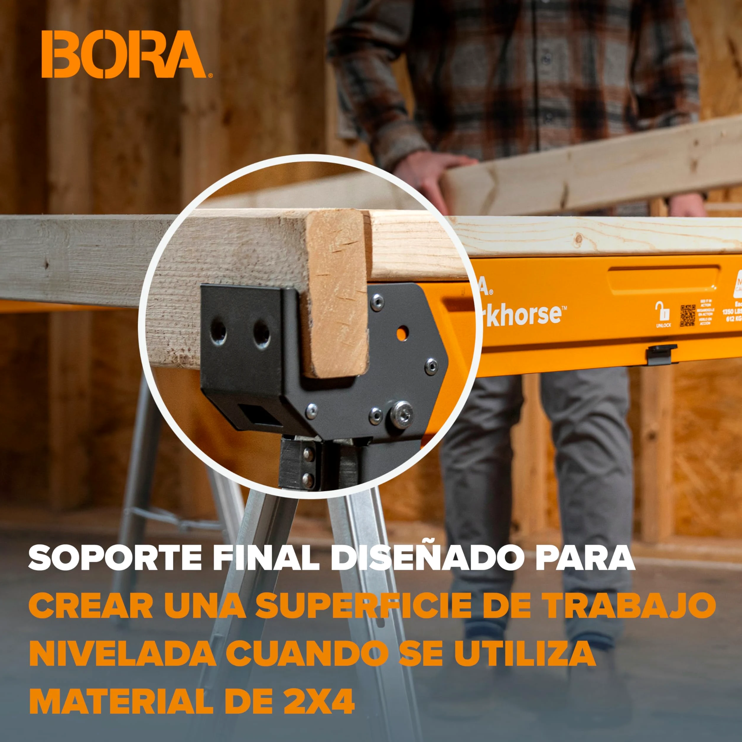 BORA Workhorse PM-3350T – Coppia Cavalletti da Lavoro Pieghevoli in Acciaio, 612 kg per Cavalletto, Uso Professionale