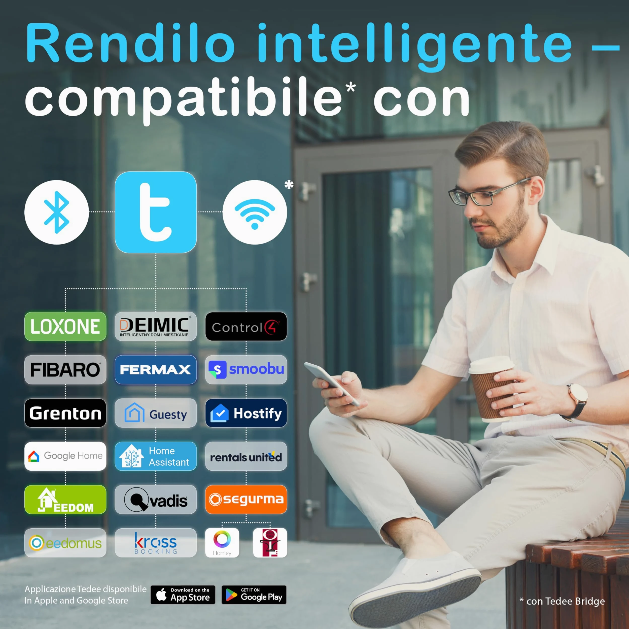 tedee Go Serratura Smart senza Conversione, Elettrica Keyless Access con Certificazione AV-TEST, Serratura Sicura per Porta con Chiusura Automatica e App, Sicurezza Casa Smart Lock, Argento