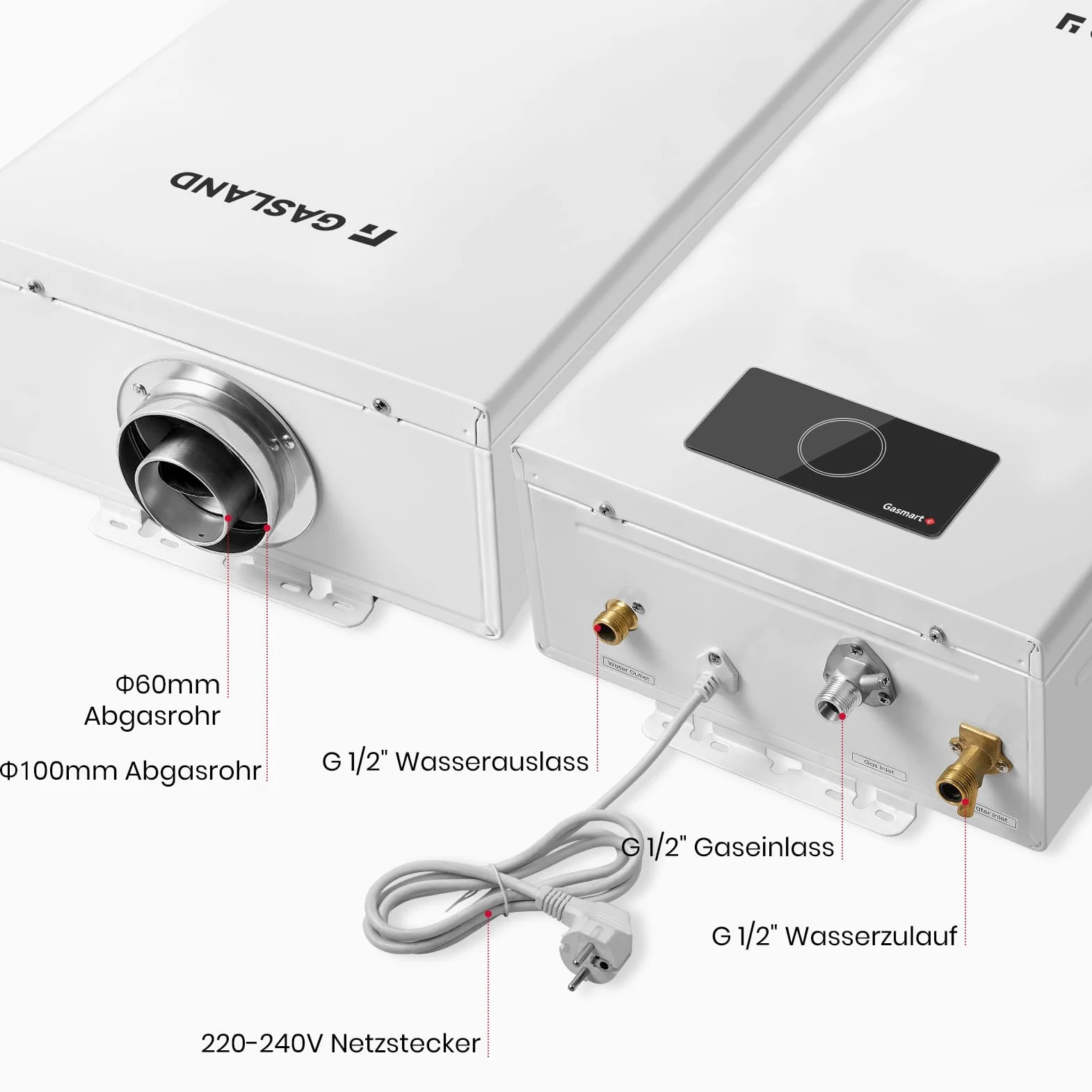 GASLAND Gasmart C: Scaldabagno a gas da 12 l, GS318NG a metano istantaneo (20 mbar), per interni, a basso NOx, caldaia sigillata per bagno, cucina, lavanderia