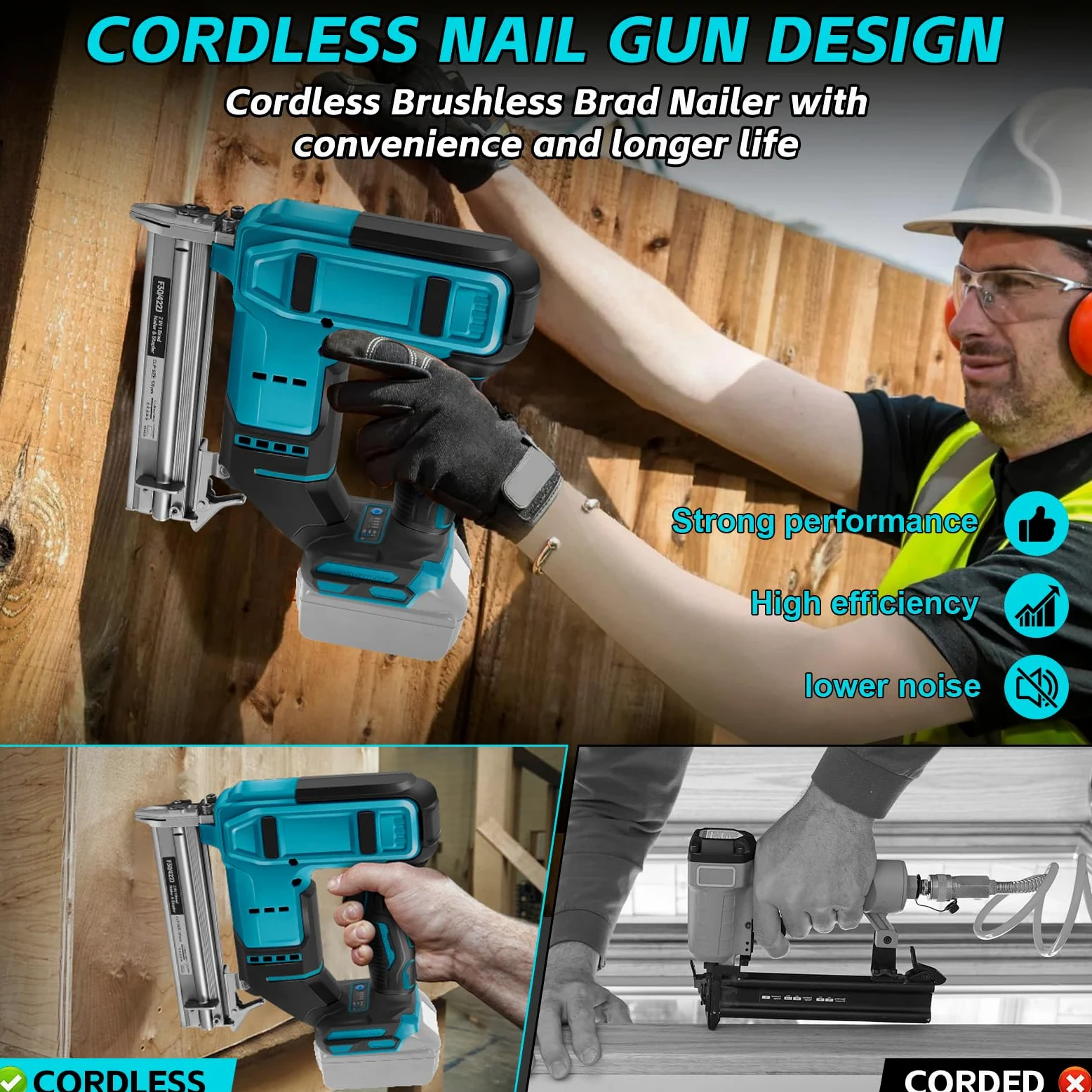 Set di chiodi a batteria 18GA compatibile con Makita 18V 2 in 1, pistola per chiodi/graffettatrice senza spazzole, con 500 chiodi e 500 graffette, per hobbisti, fai da te, lavorazione del legno