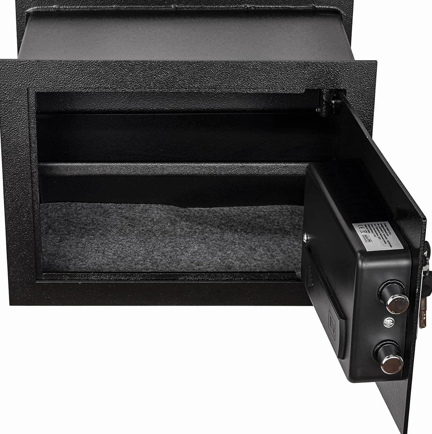 Genie Hand Cassaforte Elettronica a Muro Cassetta di Sicurezza Media con Codice a Combinazione e Chiave con Serratura B-Class e Sistema Anti Bounce in Acciaio per Soldi