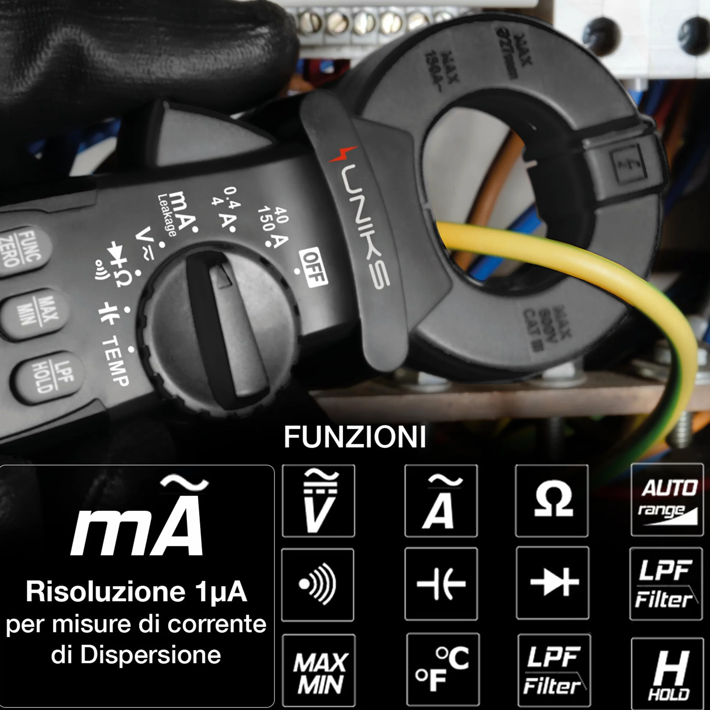 UNIKS - Kit RAPIDPROEDITION2 CL2 + RapidPRO – Pinza Amperometrica per Dispersione e Tester Professionale RCD, Terra e Prese, Multimetro TRMS AC/DCe