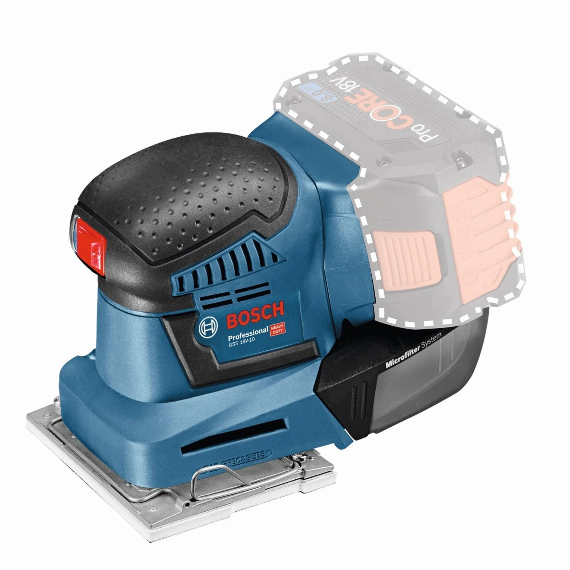Bosch Professional GSS 18V-10 Levigatrice Orbitale a Batteria, 18 V, 5 Ah, Blu