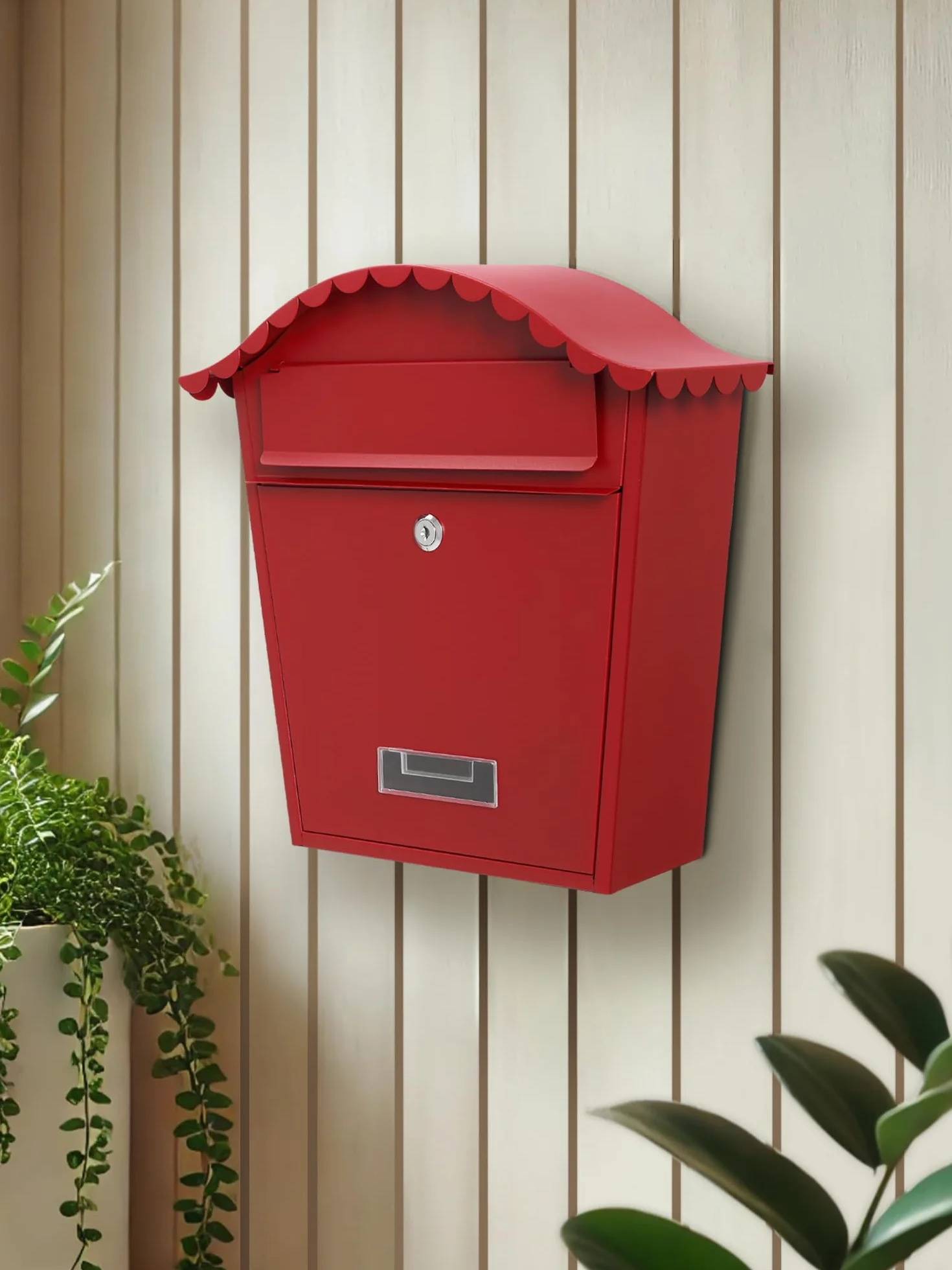 Assorted Collections Cassetta postale da parete, con serratura e 2 chiavi, in acciaio zincato resistente alle intemperie, facile da installare, 36x13x37 cm (rosso)