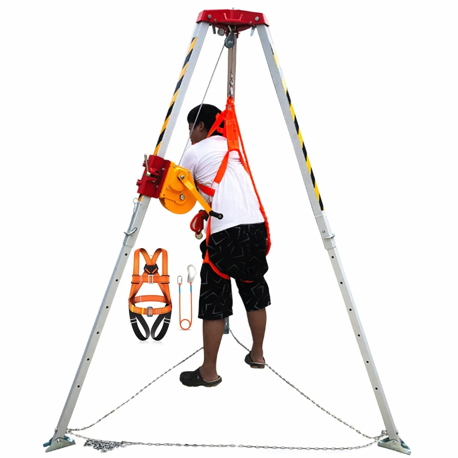 Kit Treppiede Anticaduta Spazi Ristretti Di Salvataggio A Treppiede Con Argano Da 544 816 1180 KG, Scala Di Sollevamento Per Spazi Confinati/ Attrezzatura Di Sollevamento Stabilizzatore Per La Costruz