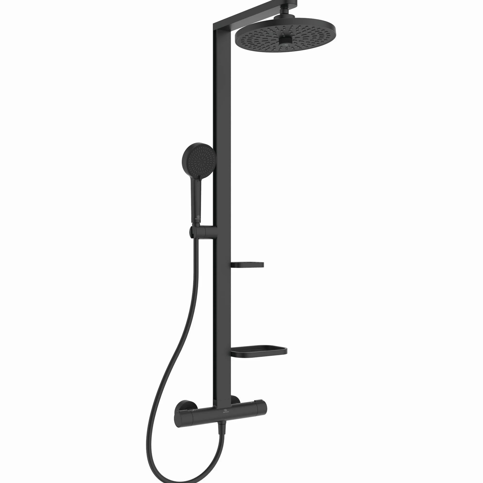 Ideal Standard Ceratherm Alu+ Colonna doccia, Realizzato con l'100% di alluminio riciclato, doccia a risparmio idrico con getti variabili e protezione antiscottatura – Nero Opaco (356x501x1113 mm)