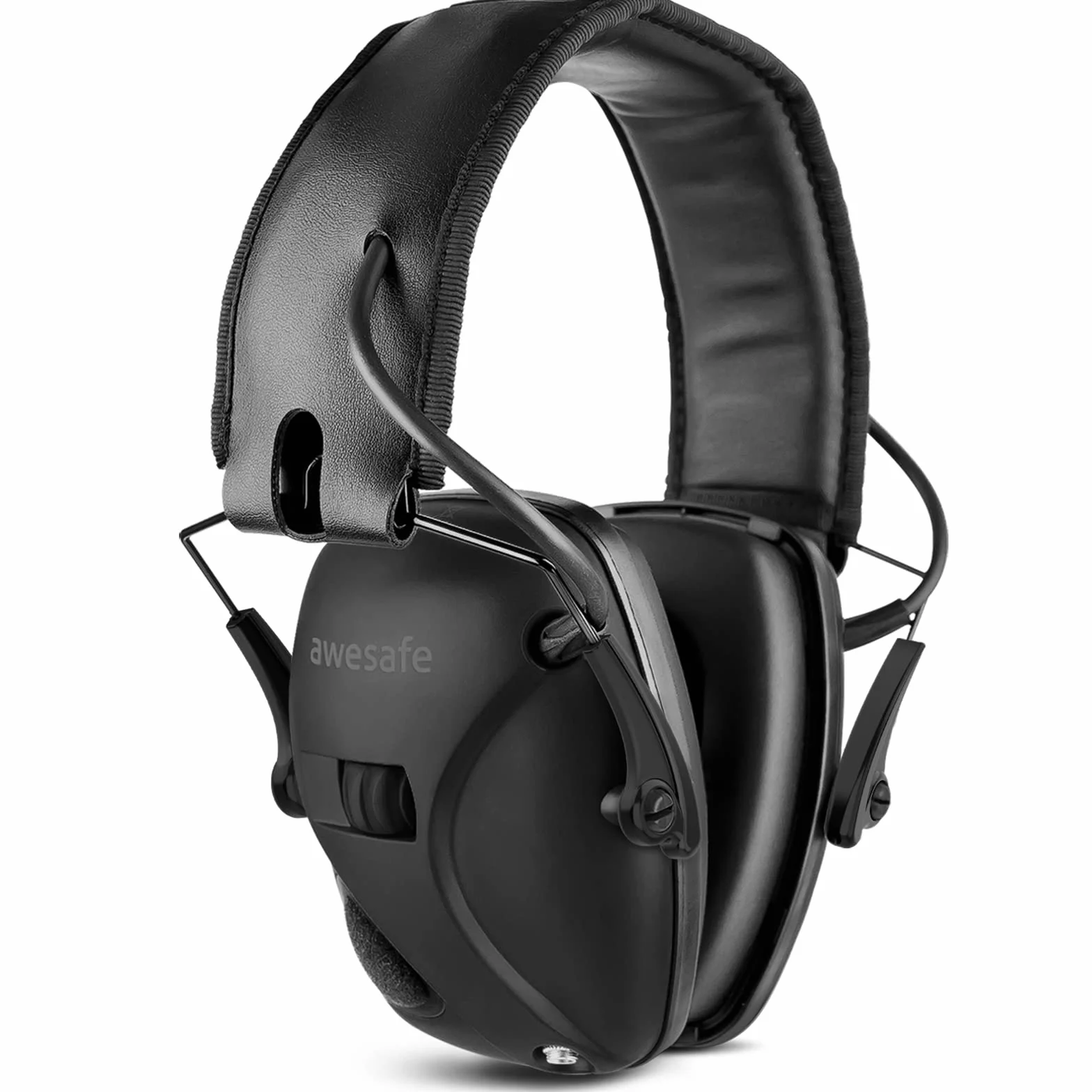 awesafe Cuffie Poligono Tiro Elettroniche Ancuffie Antirumore, Fascia Morbida Regolabile, Amplificazione Del Suono per La Caccia