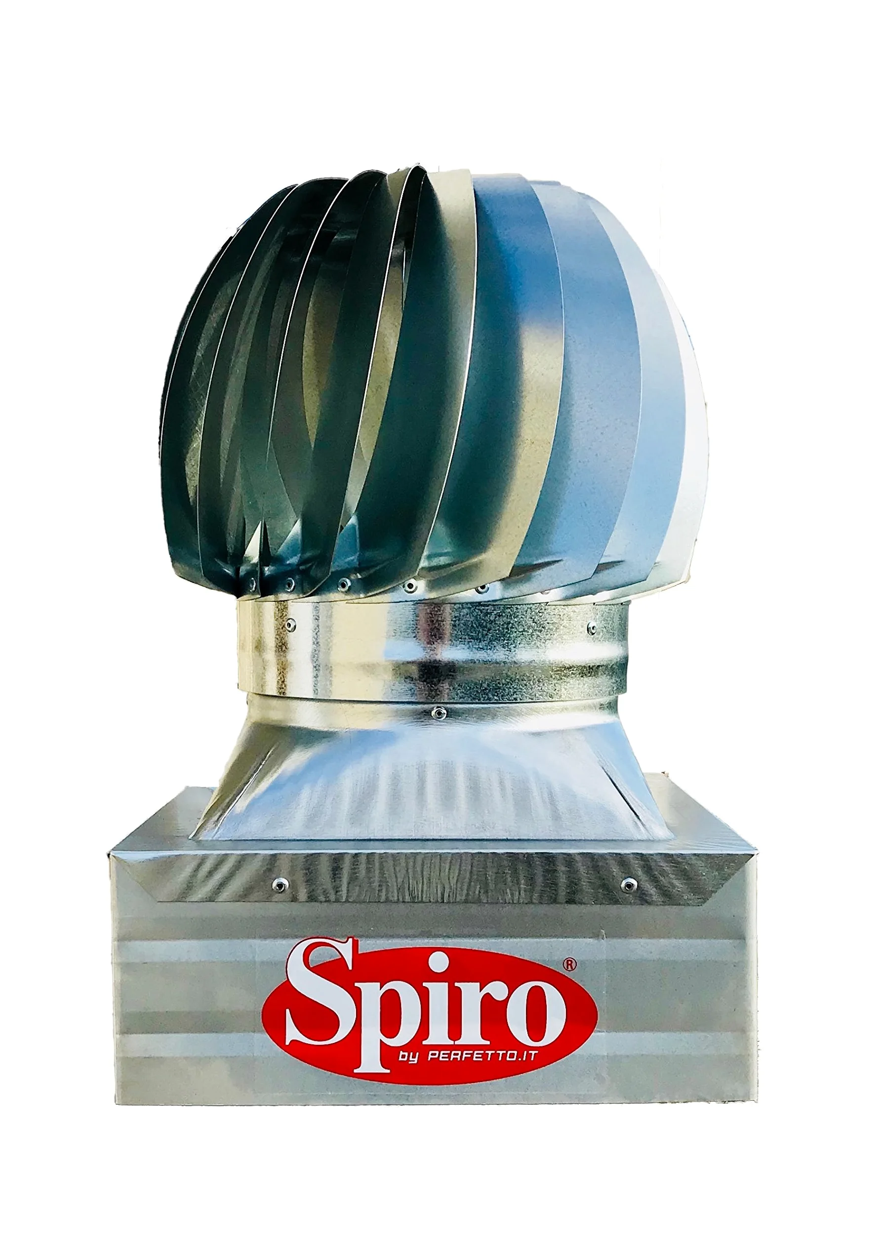 Spiro - Comignolo Eolico Base Quadrata ad Incastro - Acciaio Zincato - cm 32x32