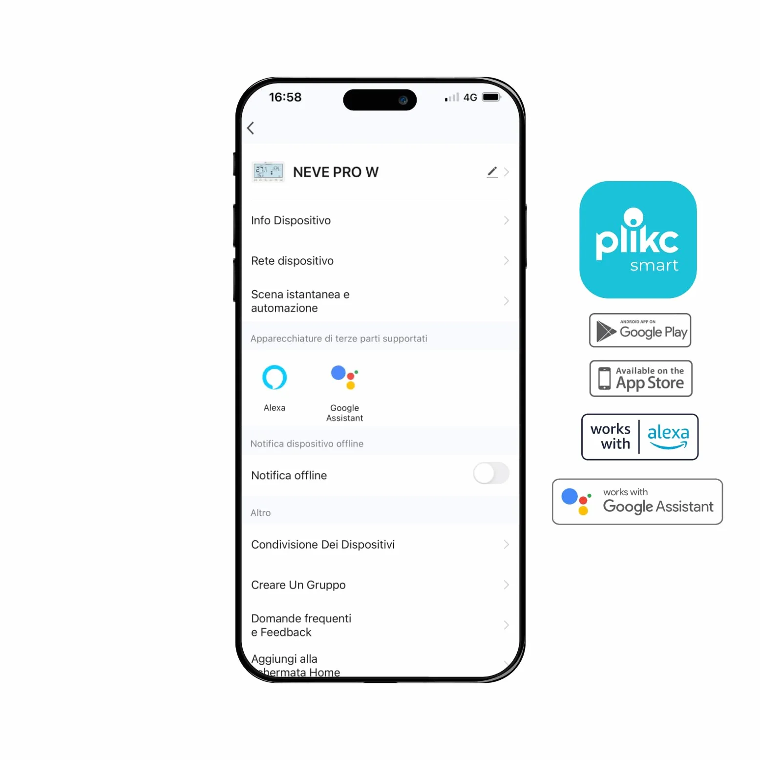 Plikc - Cronotermostato digitale Wifi dual band compatibile con Alexa - Alimentazione a 230V - (Neve PRO W)
