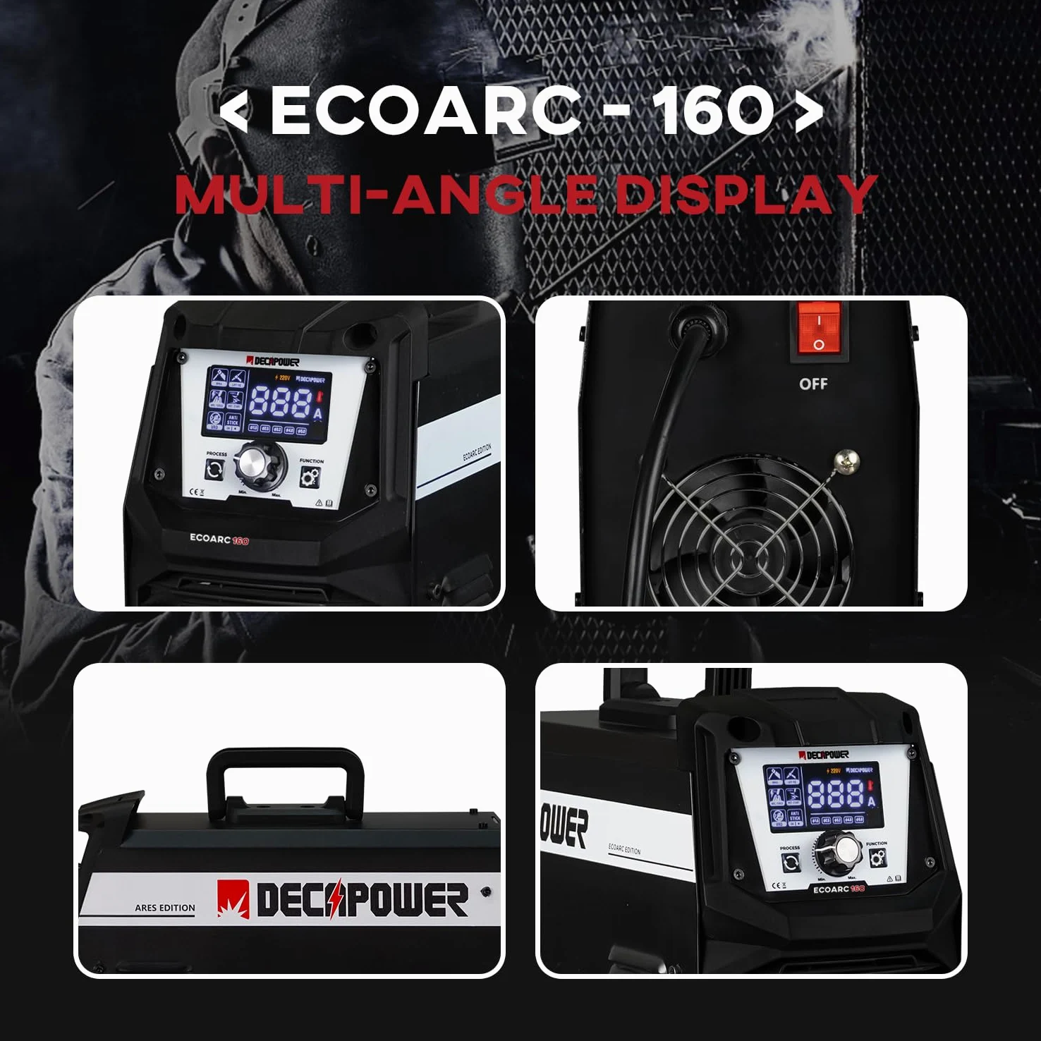 Decapower, ECOARC Saldatrice ad arco da 160 A, inverter MMA, saldatore portatile con schermo, per utilizzo casalingo (confezione da 1)