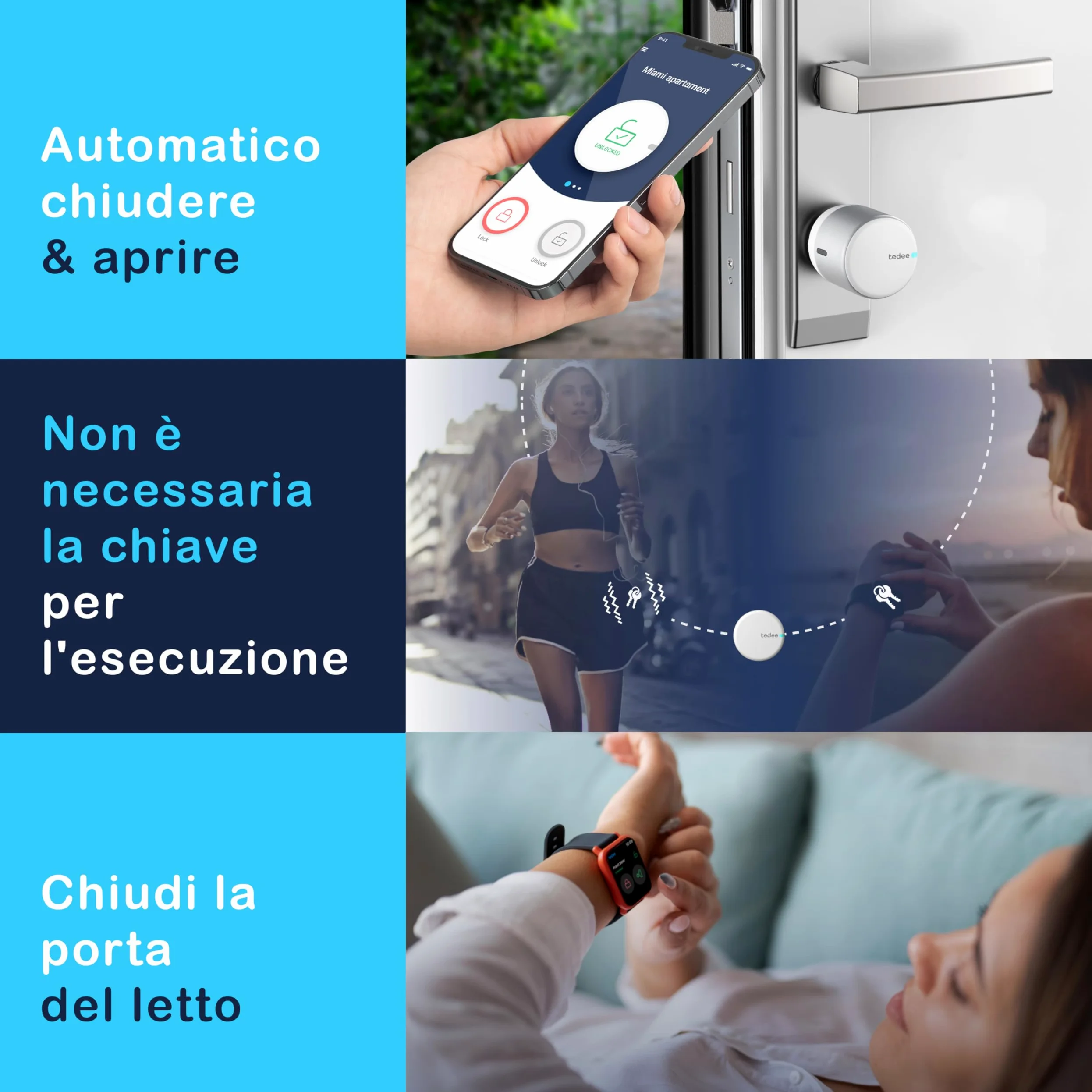 tedee Go Serratura Smart senza Conversione, Elettrica Keyless Access con Certificazione AV-TEST, Serratura Sicura per Porta con Chiusura Automatica e App, Sicurezza Casa Smart Lock, Argento