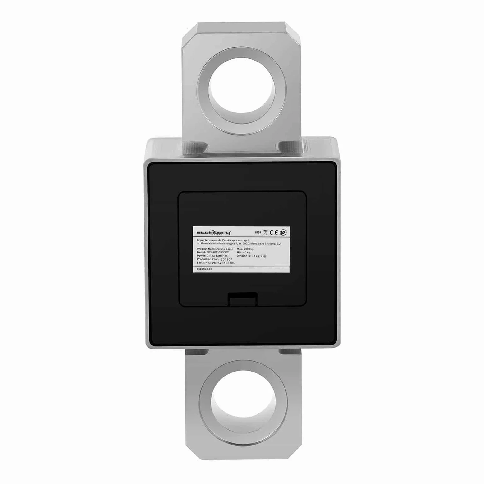 Steinberg Systems Dinamometro Digitale Bilancia Sospesa SBS-KW-5000KC (5.000 kg, Da 1 a 2 kg, Acciaio legato, Plastica, 24 h, LCD con retroilluminazione)
