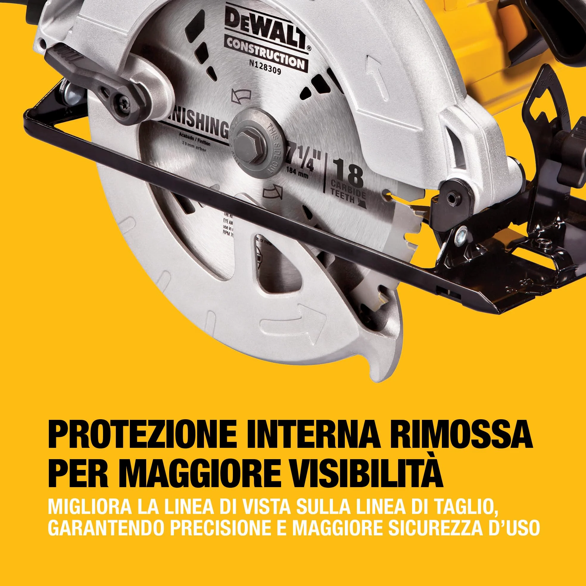DEWALT Sega circolare con lama da 184mm, Motore da 1350W, DWE560-QS