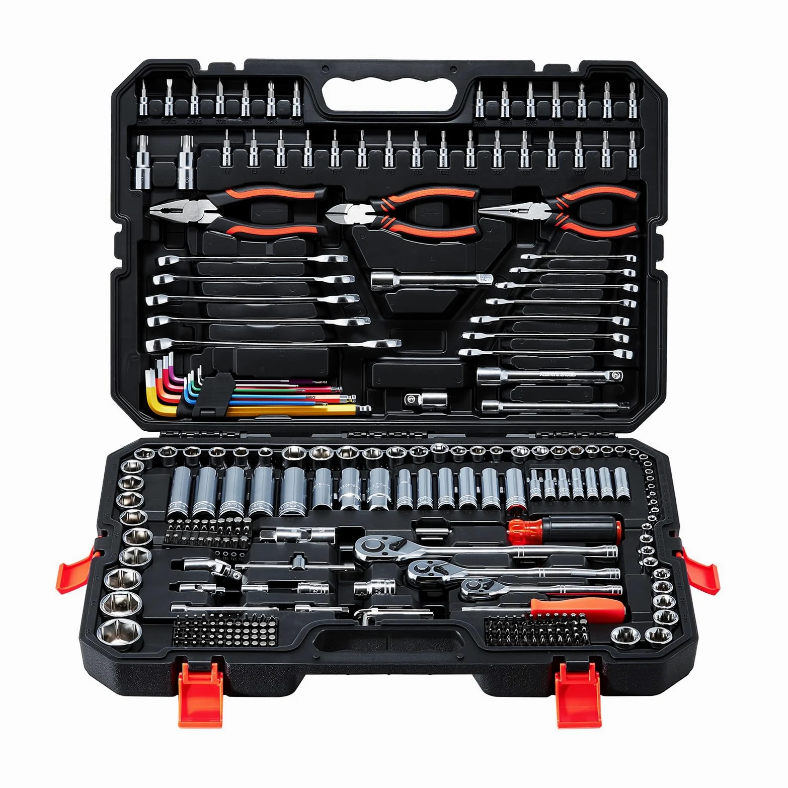 VEVOR Set di Chiavi a Bussola da 314 pezzi Chiavi a Cricchetto Attacco da 1/4 pollici 3/8 pollici 1/2 pollici, Set di Utensili Riparazioni Comuni Progetti Fai-da-te, Custodia Attrezzi per Meccanico