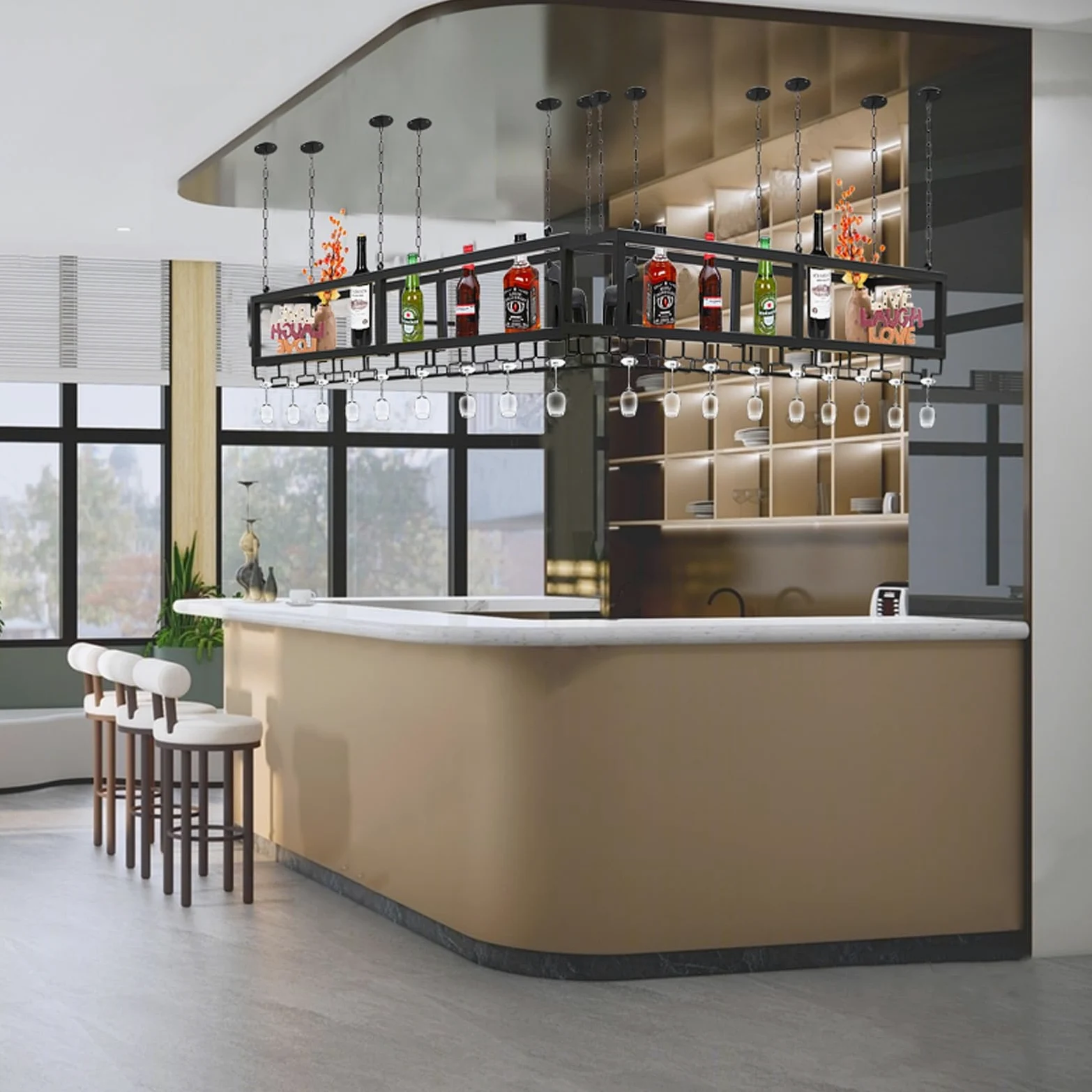 Mensola a soffitto Scaffale Decorativo Sospeso, Scaffale Galleggiante Rustico - Portabottiglie Da Soffitto, Per Soggiorno/cucina/bar, Con Catena Di Ferro Da 1 M (Size : 100 * 25 * 100cm)