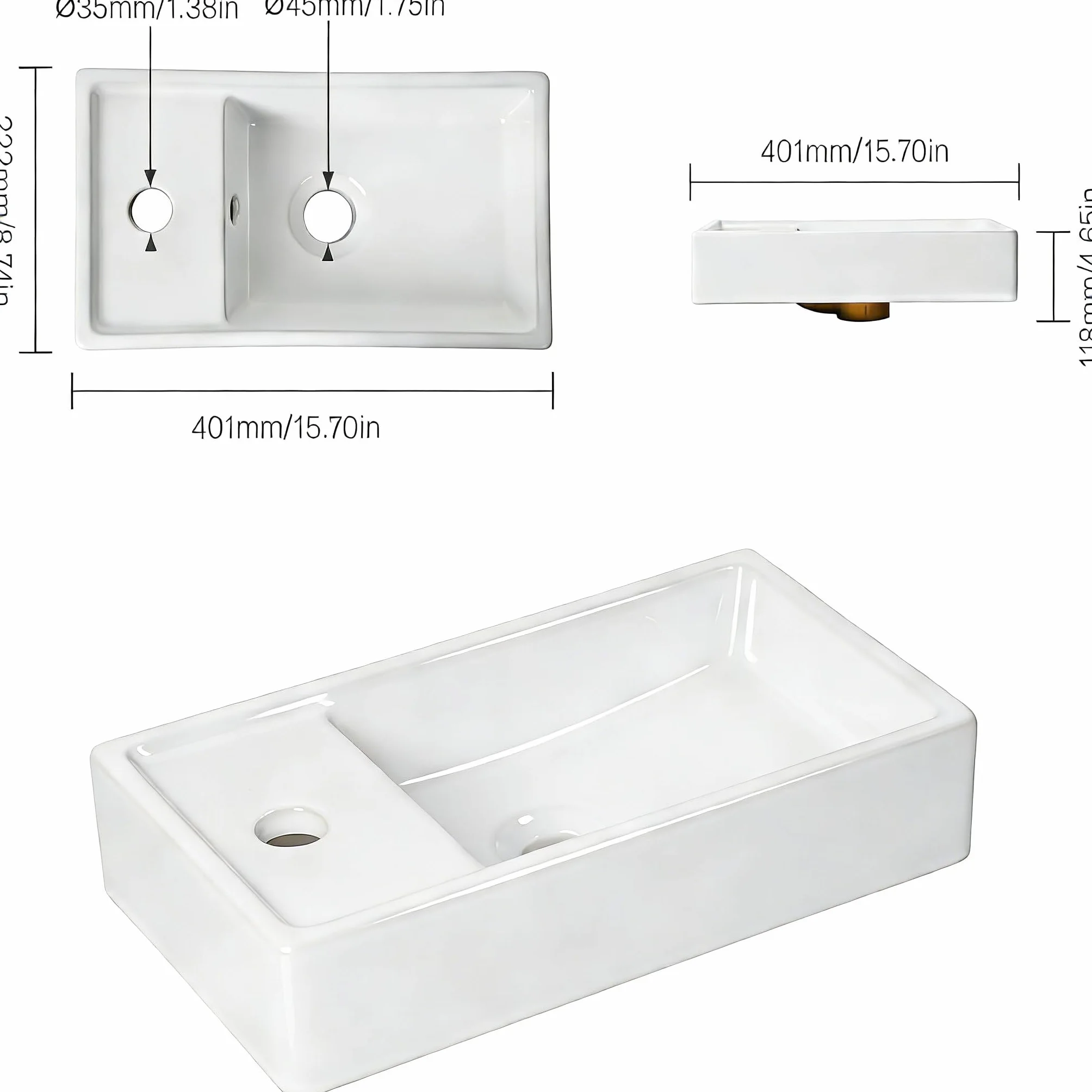NUESTRA VIDA Lavabo WC Sospeso, 40x22 cm, per Bagno Ospiti e Piccoli Spazi. Struttura in Metallo Nero Opaco con Troppopieno, Design Salvaspazio per Appartamento