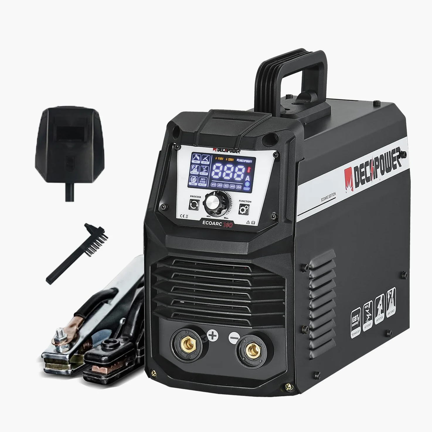 Decapower, ECOARC Saldatrice ad arco da 160 A, inverter MMA, saldatore portatile con schermo, per utilizzo casalingo (confezione da 1)