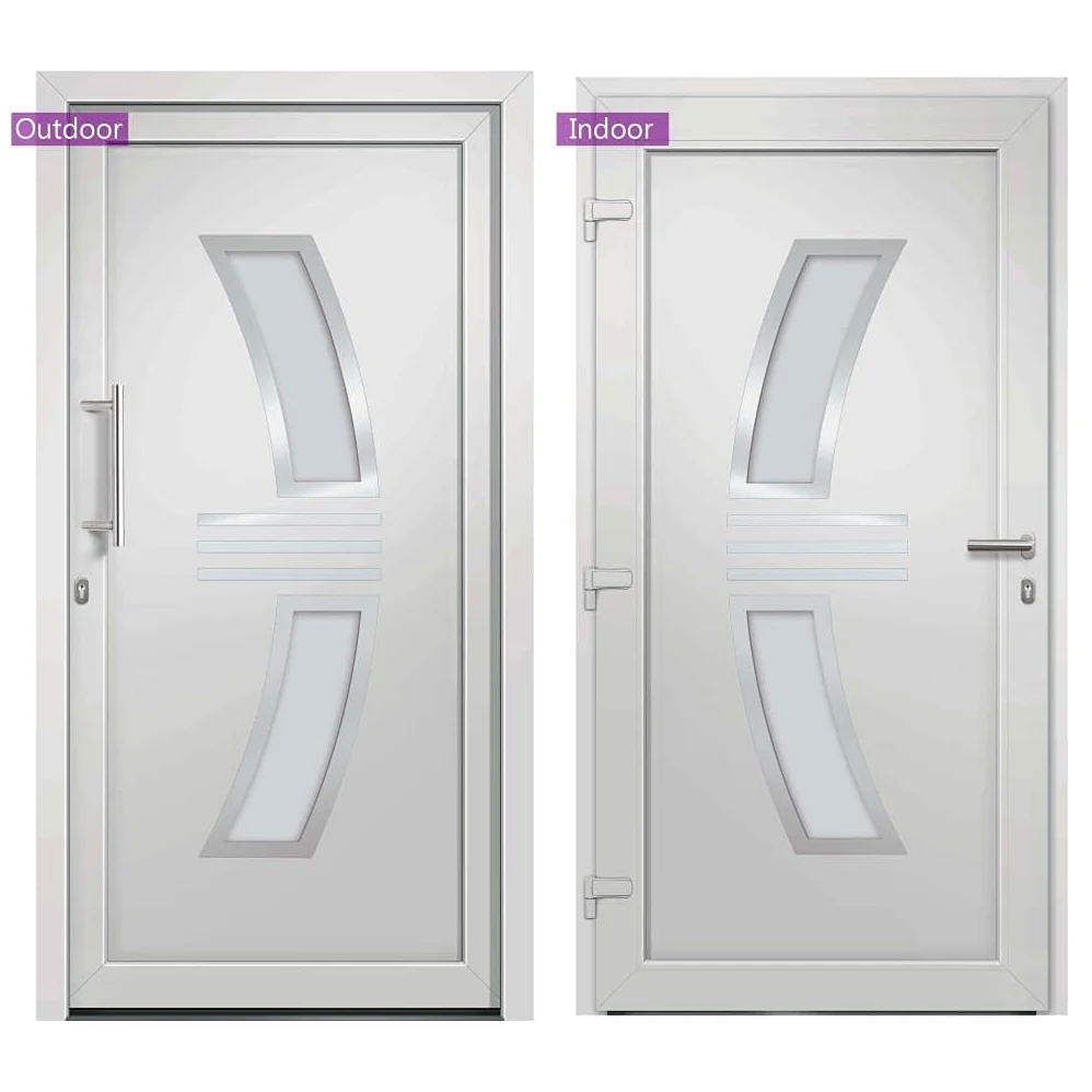 Gecheer Porta di Ingresso in PVC, Portoncino Esterno Blindato per Negozio, Balcone, Casa - Bianca 108x200 cm