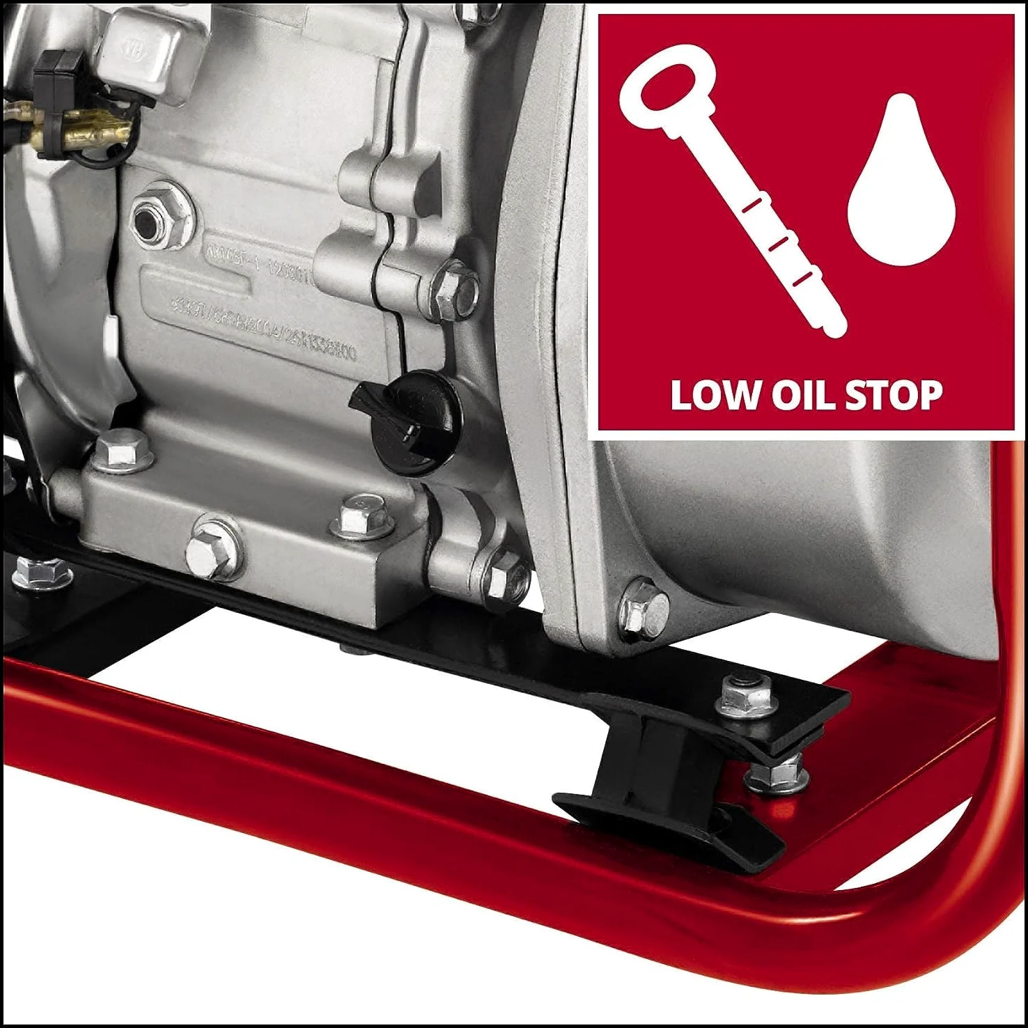 Einhell GE-PW 46 Motopompa (motore benzina 4 tempi, 4600 W - 6,3 HP, portata max 23000 L/h, prevalenza 26 m, altezza aspirazione max 6,5m, serbatoio benzina 3,6 l, dispositivo arresto mancanza olio)