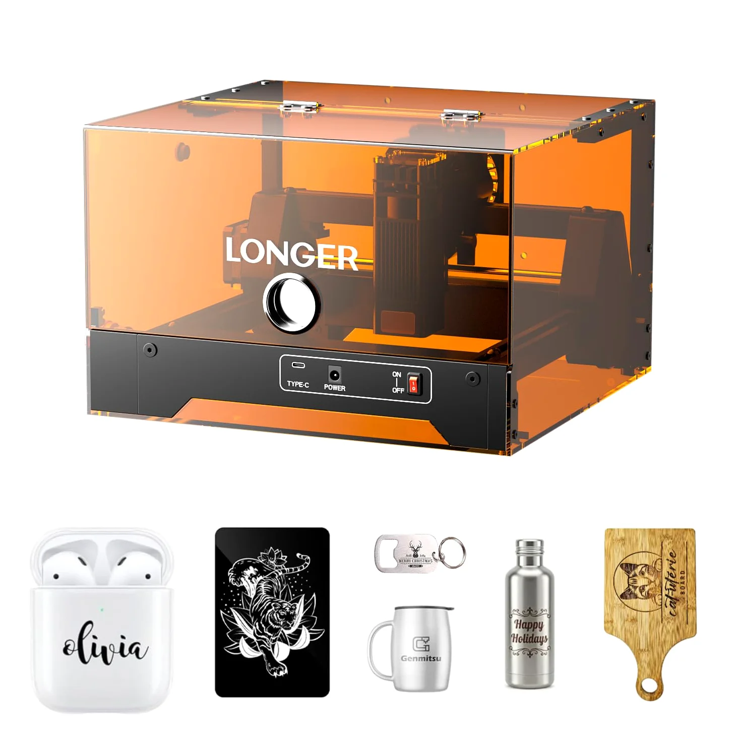 LONGER Ray5 miniS Incisore Laser, Incisore e Taglierina Laser 5,5W Classe 1 con Carcassa Protettiva, WiFi, Arresto Emergenza, per Legno, Metallo, Acrilico e Pelle, 130 x 120 mm