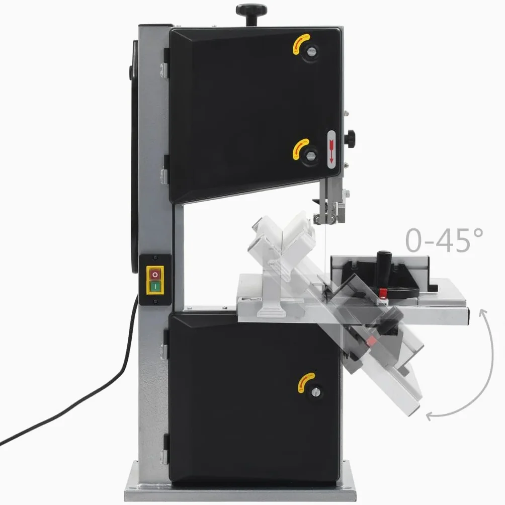 vidaXL Sega a Nastro Profondità di Taglio 245 mm per Legno Morbido Duro Tavolo Inclinabile Segatrice da Banco Troncatrice in Acciaio Nero e Argento