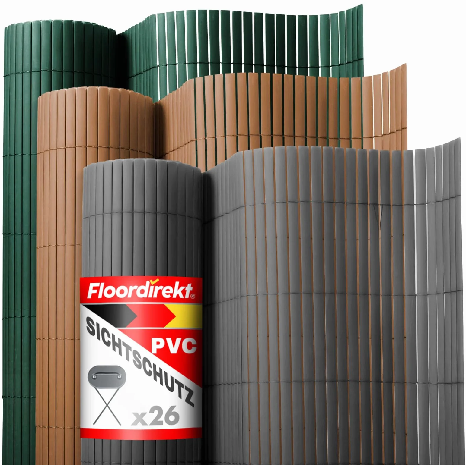 Floordirekt | Recinzione in PVC, paravento per privacy da giardino, piscine, balcone, terrazza, decorativo in PVC, resistente ai raggi UV, intemperie, antivento, 200 x 300 cm - Marrone
