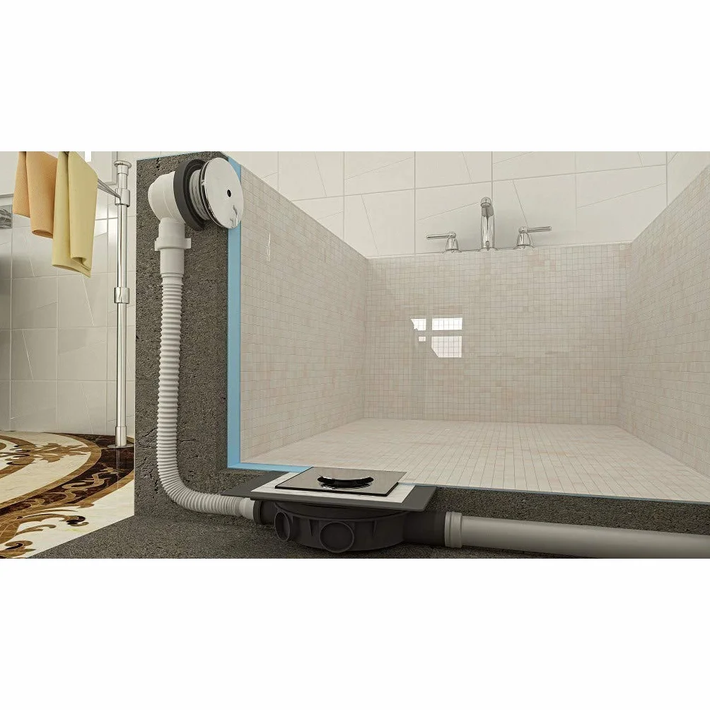 Bonomini 69150CK15S7 | Colonna Scarico per Vasca Da Bagno in Muratura | Impermializzazione Sottomattonella | Valvola Antiodore | Troppopieno Cromato