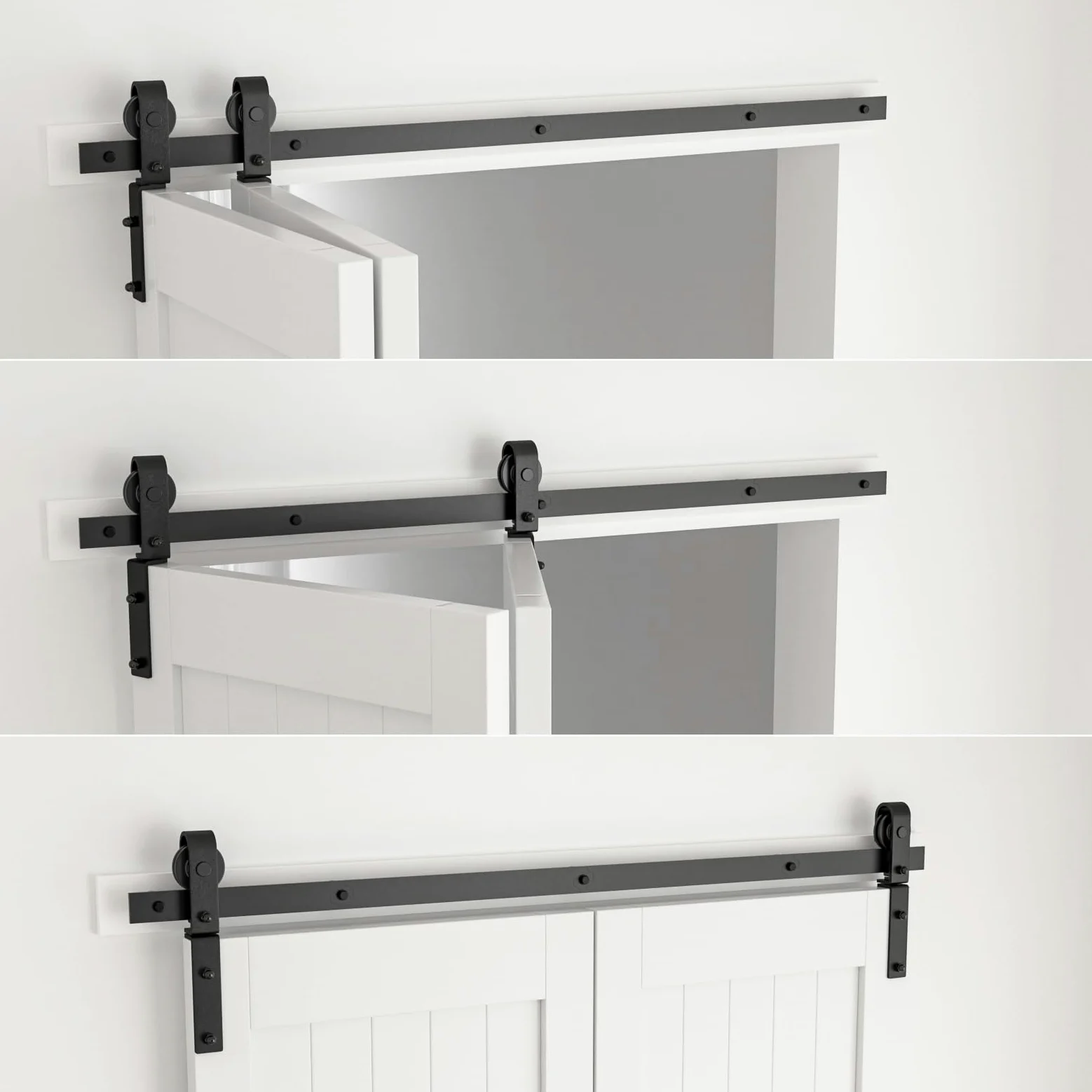 CCJH Kit di binari per porta scorrevole a 2 ante pieghevoli da 100 cm (porta non inclusa)