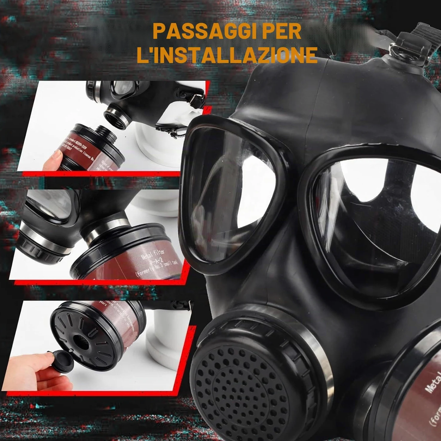 Maschera antigas con filtro, maschera respiratoria riutilizzabile anti-polvere per levigatura, lavori di costruzione, verniciatura a spruzzo, prodotti chimici, taglio, lucidatura a macchina