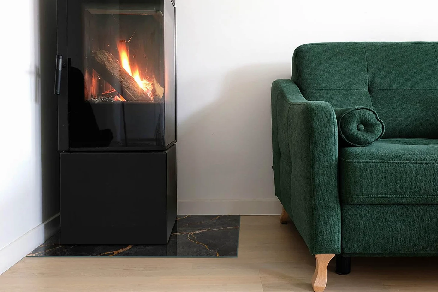 Piastra per camino e stufa 60x40cm Rettangolare Resistente a Scintille Resistente alle Alte Temperature di Vetro Temperato Protezione del Pavimento Design Elegante - Marmo elegante con venature