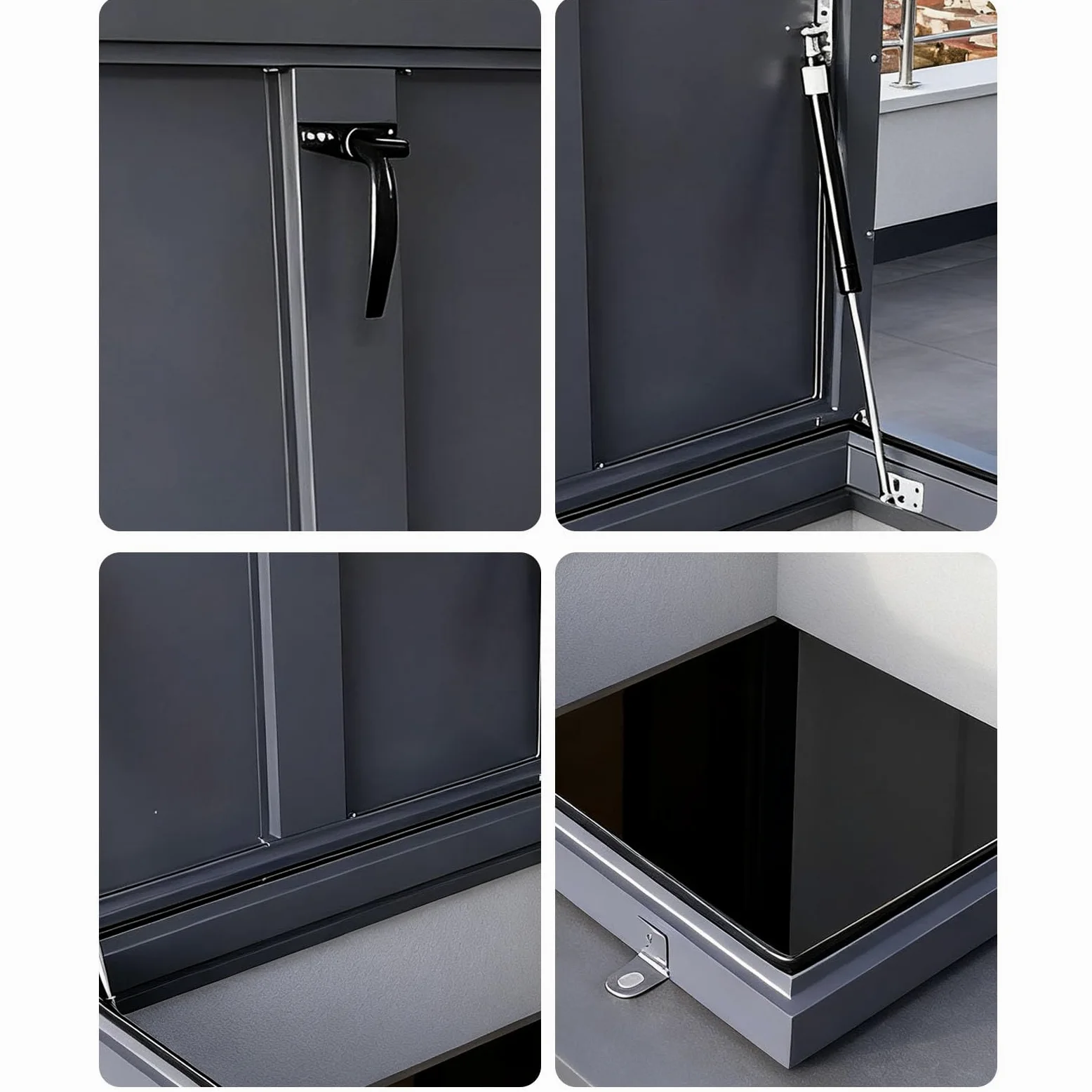 Botola per tetto - Botola di accesso al tetto in alluminio con maniglia a interruttore, porta di sicurezza per tetto con asta di supporto idraulica, per soffitta, cantina, seminterrato (80×80cm)