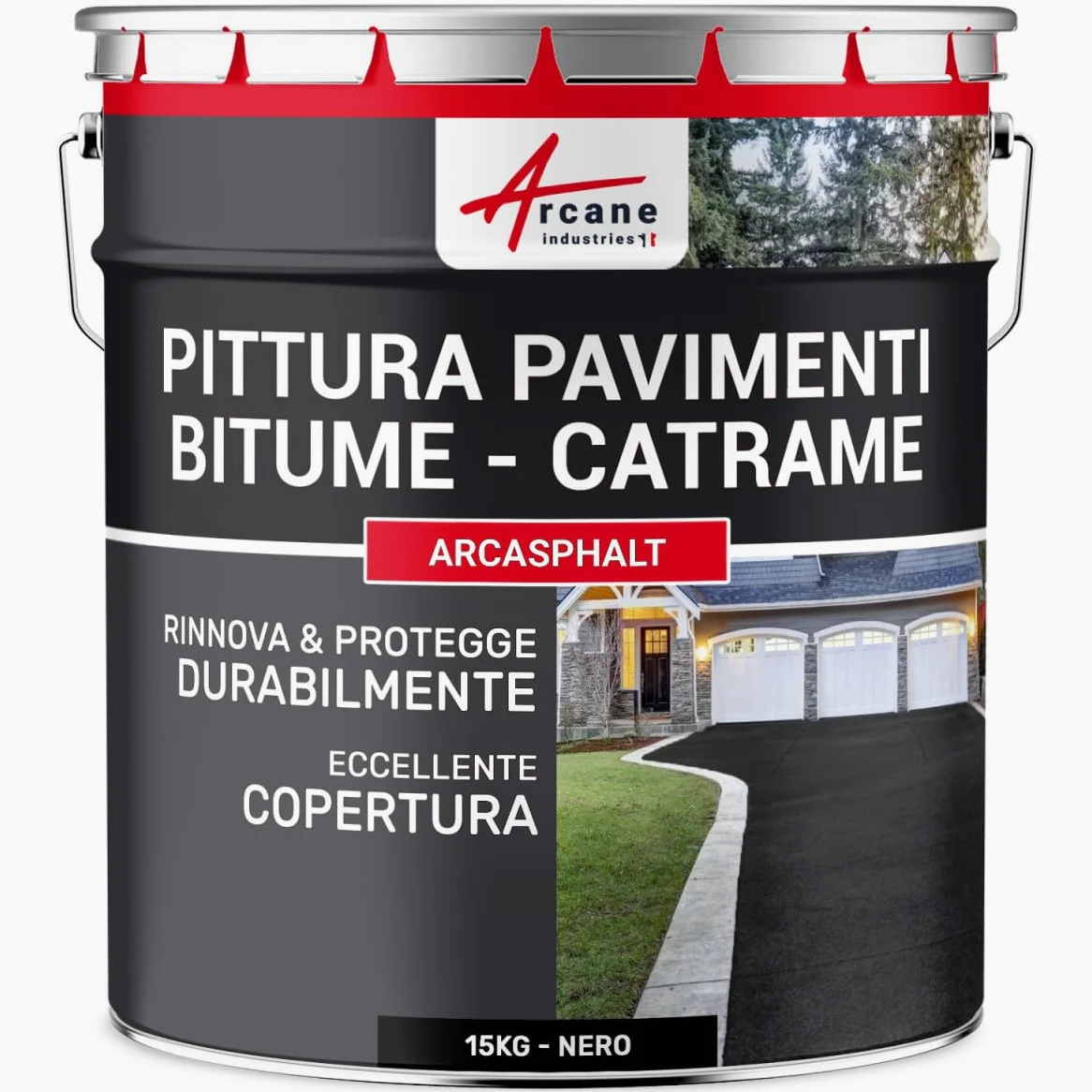 ARCANE INDUSTRIES Vernice per asfalto - ARCASPHALT - 15 kg (fino a 30 m² in 2 strati) Nero