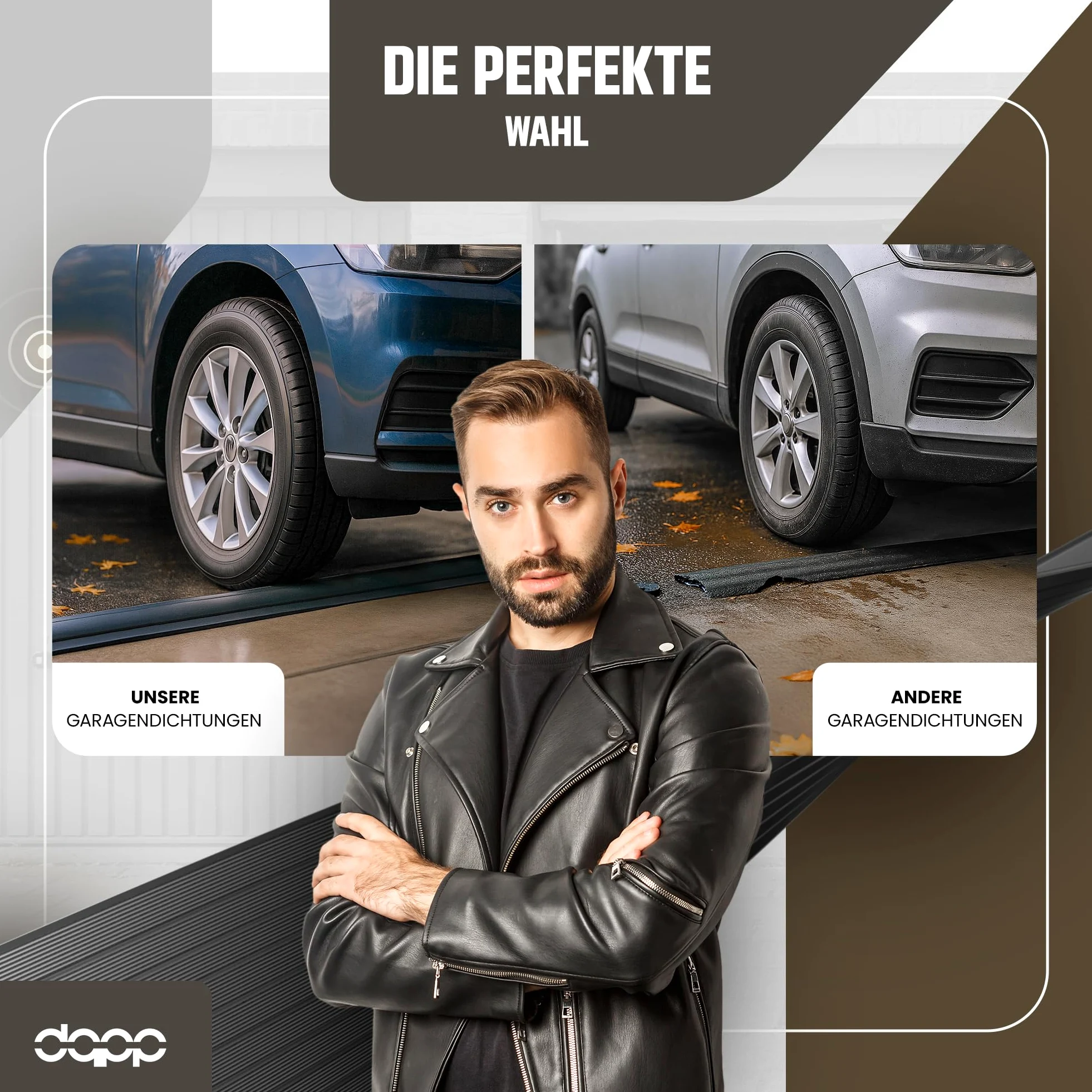 Dq-pp | Guarnizione Soglia Garage | 2,5m | 30mm x 160mm | con colla per installazione | nero | Sigillatura per pavimenti | Soglia in gomma EPDM | 3cm x 16cm