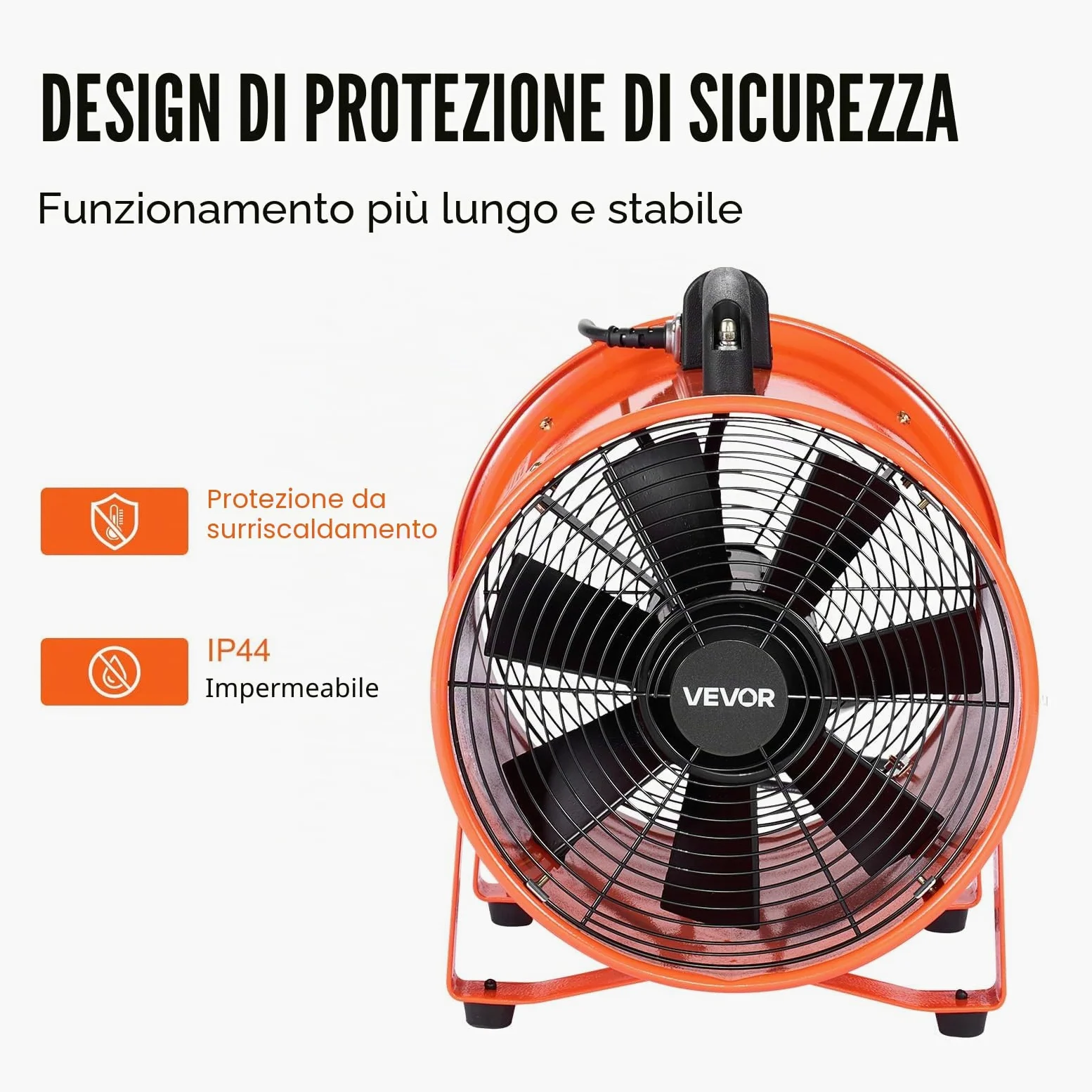 VEVOR Ventilatore Portatile, 365 W Estrattore d'Aria Aspiratore Industriale 304,8 mm Condotto Tubo Flessibile da 10 m Volume d'Aria 2574 CFM (4373 m3/h) 2 Marce per Aspirare Polvere Fumo 79 dB IP44