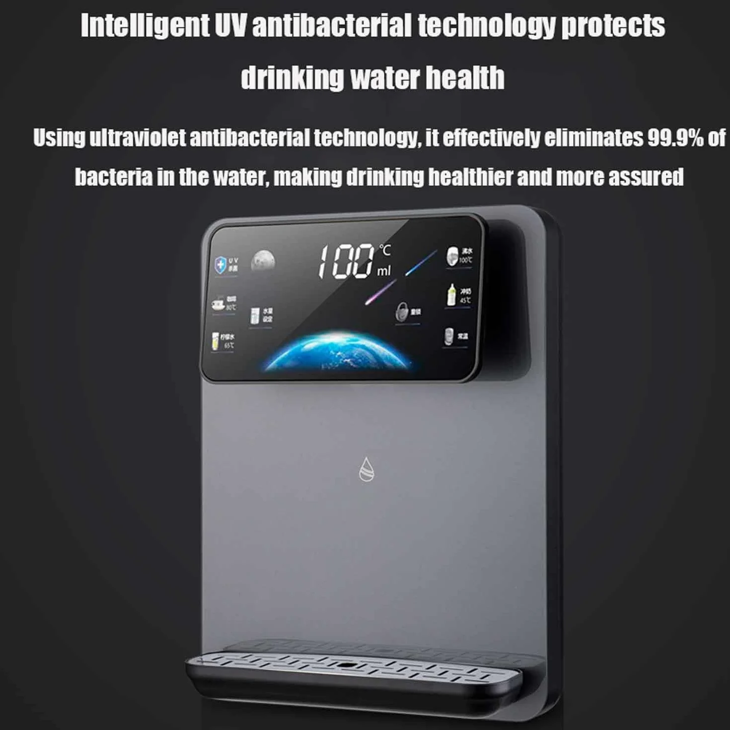 Dispenser d'acqua a parete con alimentazione a rete, riscaldamento efficiente da 2200 W, distributore di acqua calda, bollitore elettrico, riscaldamento rapido per 3 secondi, quattro livelli di volume