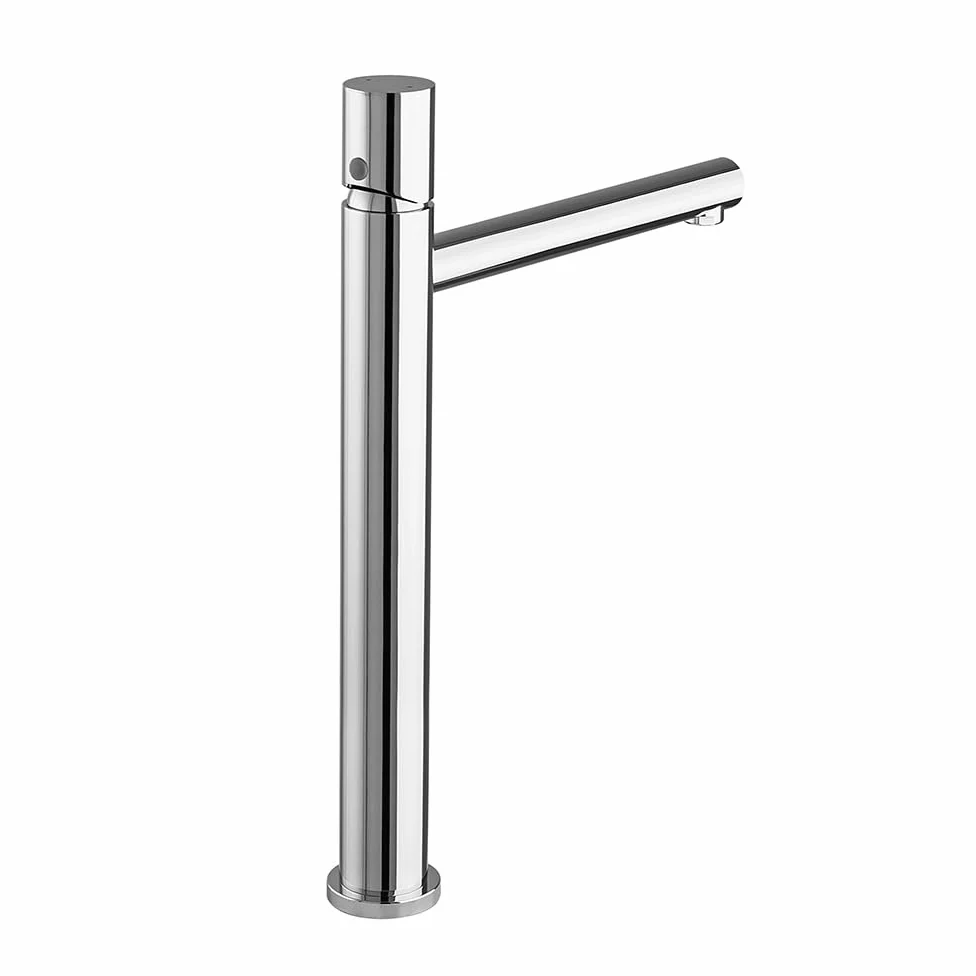 Set miscelatori lavabo alto e bidet cromo in acciaio inox, manopola rotante e indicatori per l’acqua, GEMINI