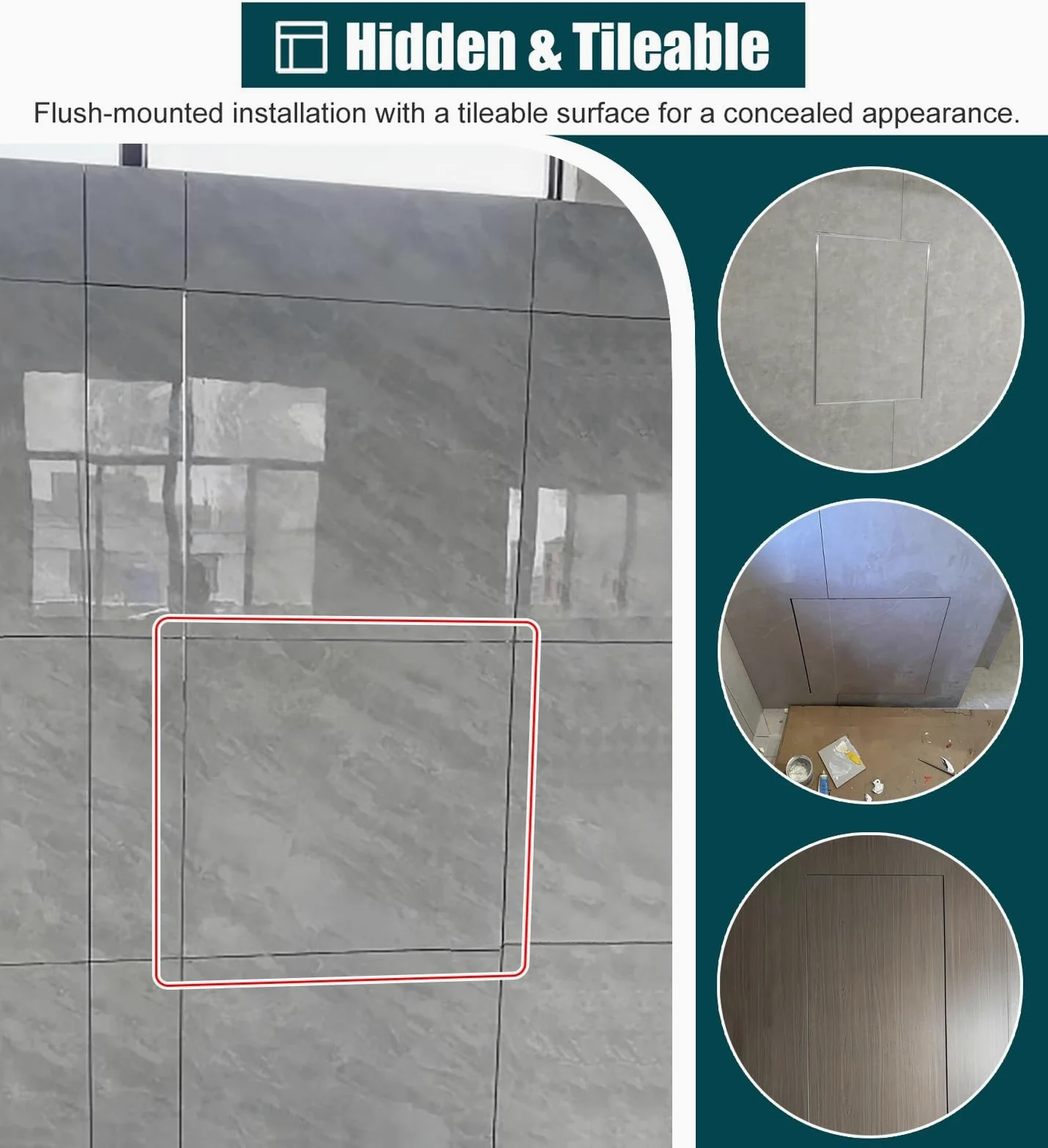Sportello Ispezione Pannello di Accesso Piastrellabile Apertura a Pressione, Sportello di Accesso in Metallo Nascosto per Doccia in Soffitta, Botola di Ispezione per Impianti(14x16in (35x40cm))