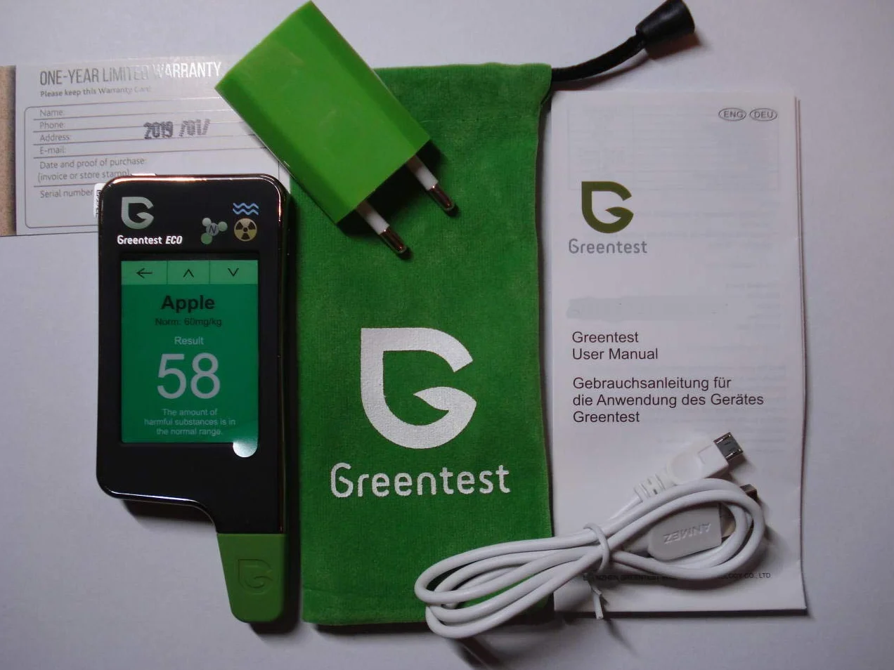 Greentest Eco 6 portatile Rilevatore di Nitrati + Rivelatore di radiazioni + acqua prova TDS radiometro geiger counter nitrate test radiation detector (Nero)