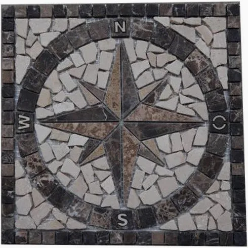 Rosoni Rosone Mosaico Marmo 30x30 cm Rosa di Venti su rete interni esterni