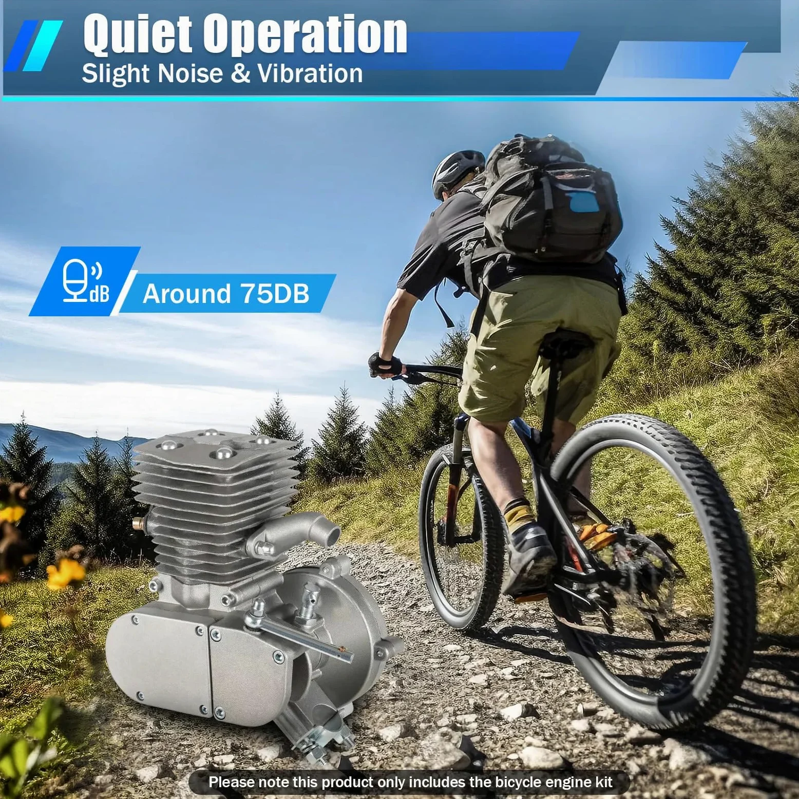 Kit motore per bicicletta, 100 CC a 2 tempi, CDI Pocket Bike Motor, raffreddamento ad aria, motore a benzina per bicicletta, kit per la maggior parte delle biciclette da 26/28, 44, numero di denti