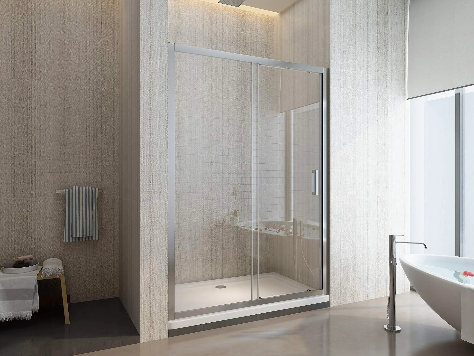 Porta Doccia Scorrevole Bagno Nicchia vetro 6 mm Anti-calcare H.190 (105-110 H.190 cm)